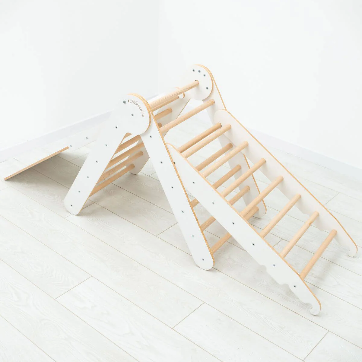 3 in 1 Montessori Climbing Set: Pikler Triangle + Sliding Ramp + Ladder - Image 2