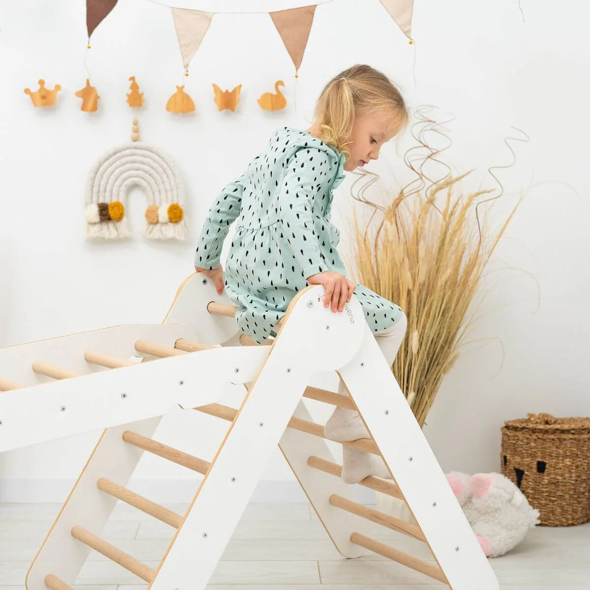 3 in 1 Montessori Climbing Set: Pikler Triangle + Sliding Ramp + Ladder - Image 5
