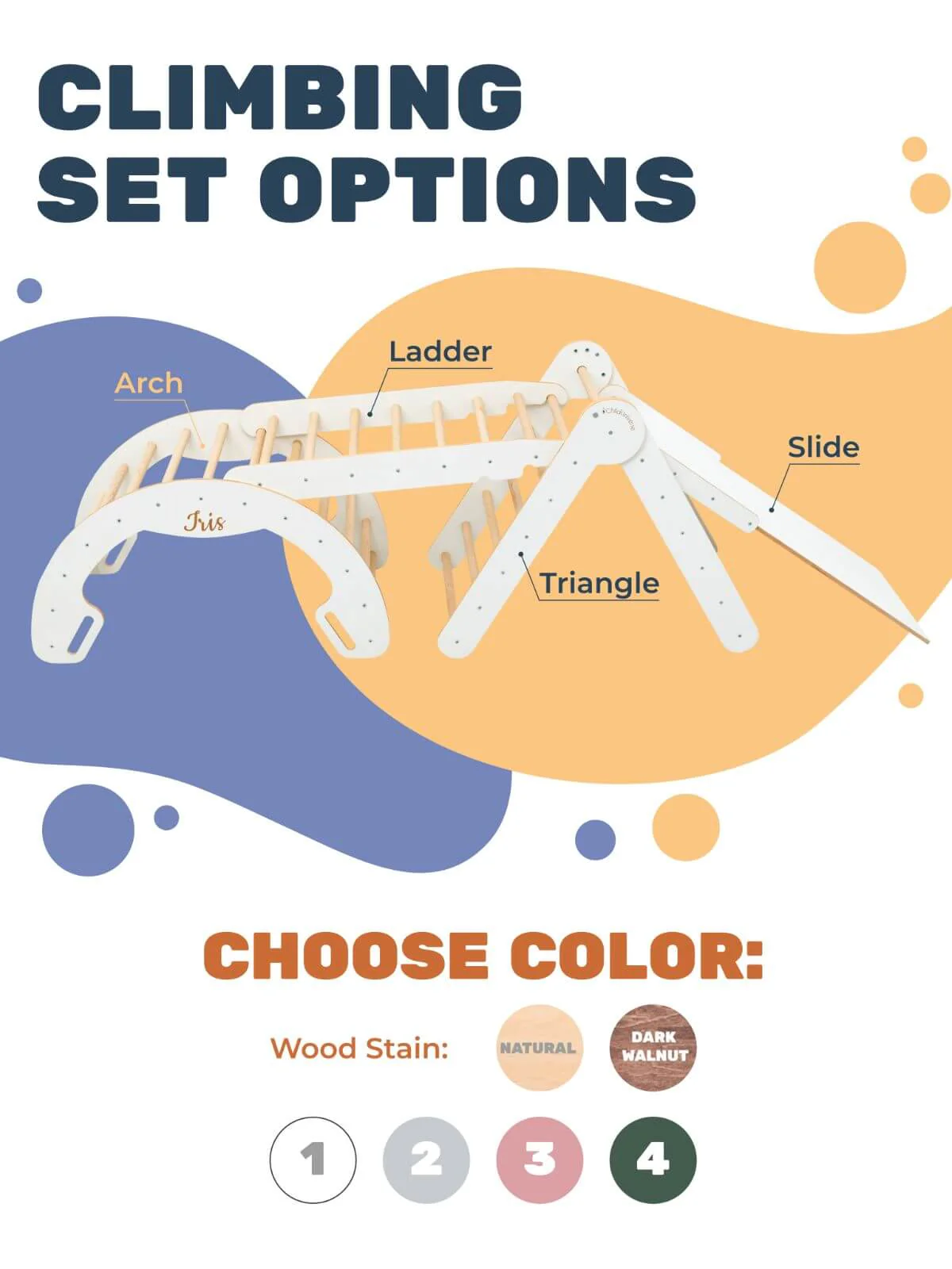 3 in 1 Montessori Climbing Set: Pikler Triangle + Sliding Ramp + Ladder - Image 8