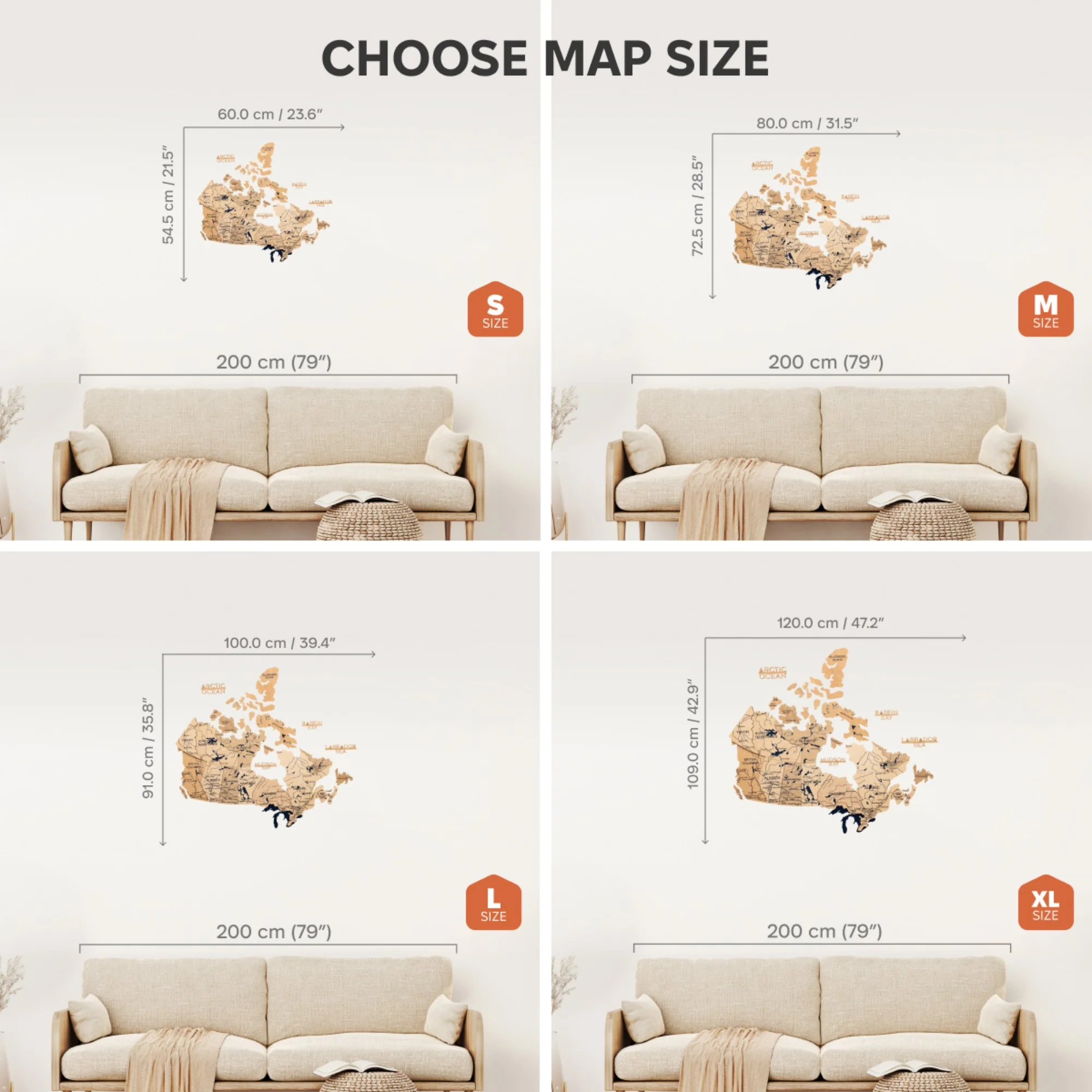 3D Wooden Map of Canada – Gold - Image 23