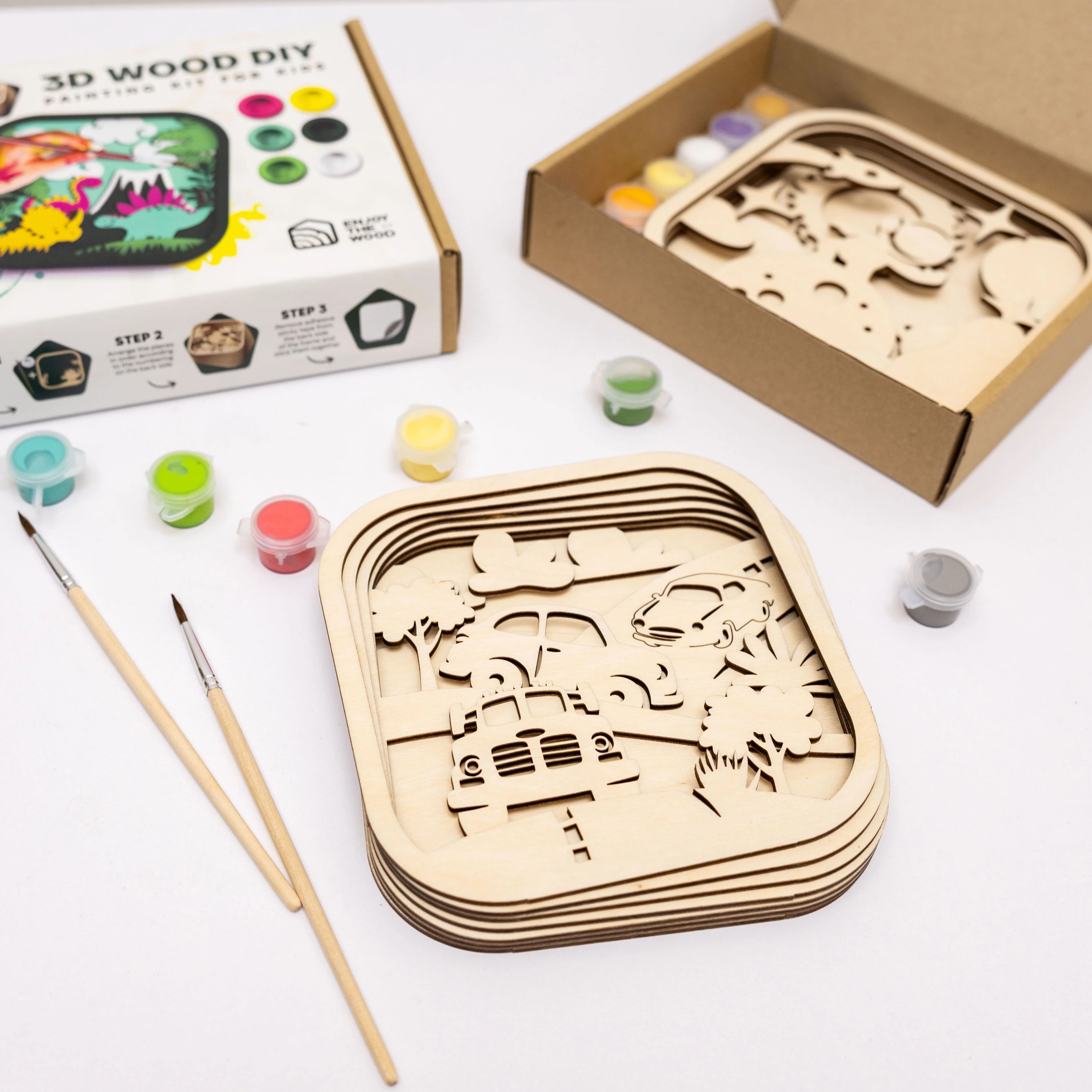 3D DIY Wood Painting Kit for Kids – Cars - Image 6