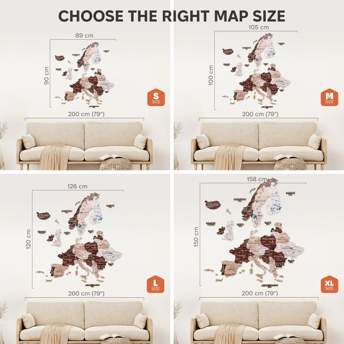 3D Europe Wooden Map Cappuccino - Image 16