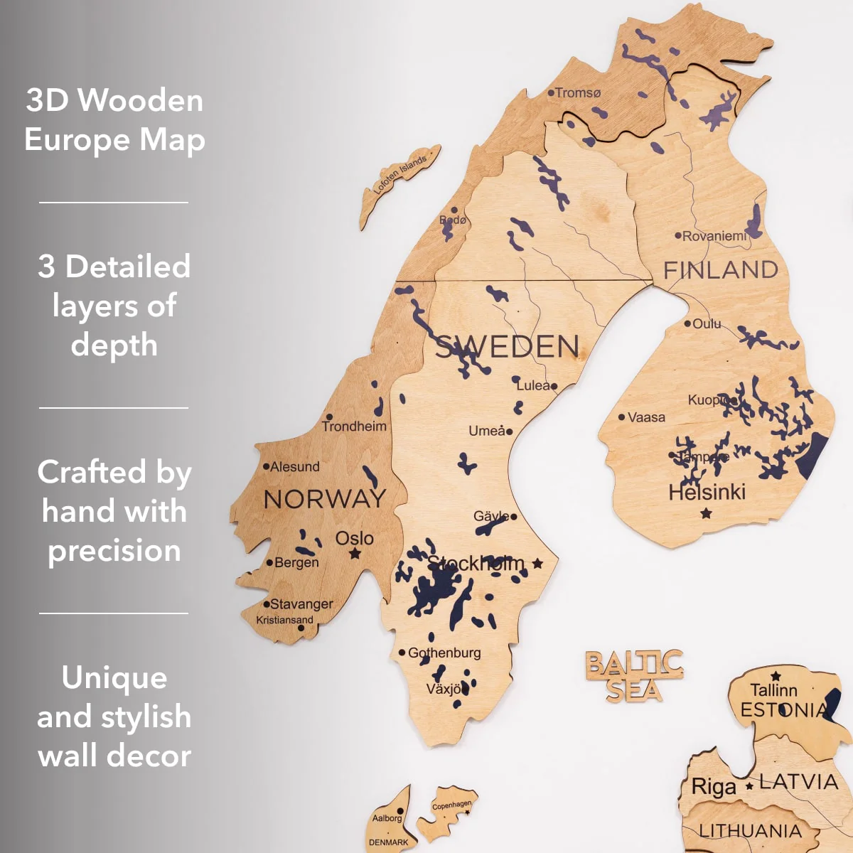 3D Europe Wooden Map Gold - Image 11