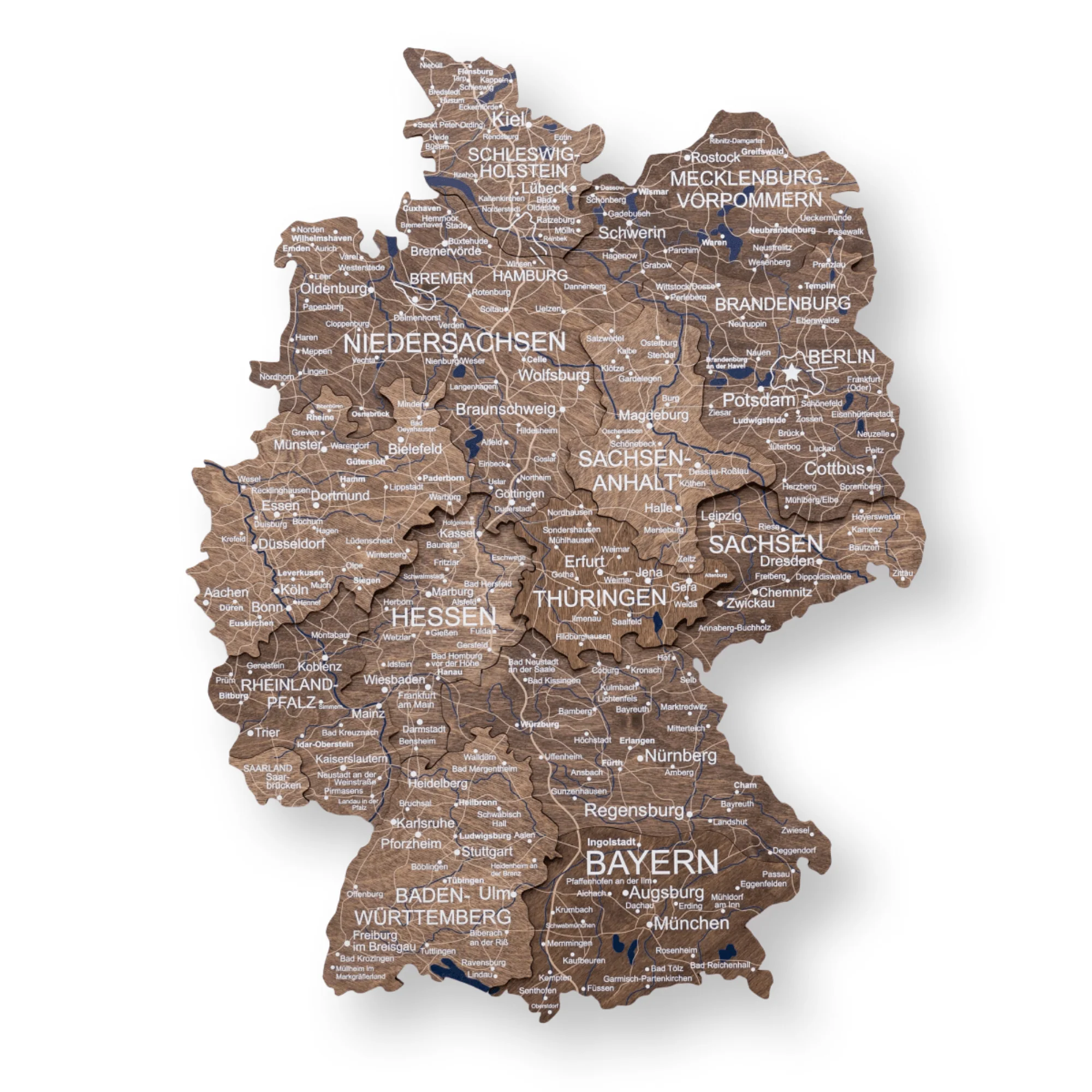 3D Germany Wooden Map Dark Walnut - Image 6