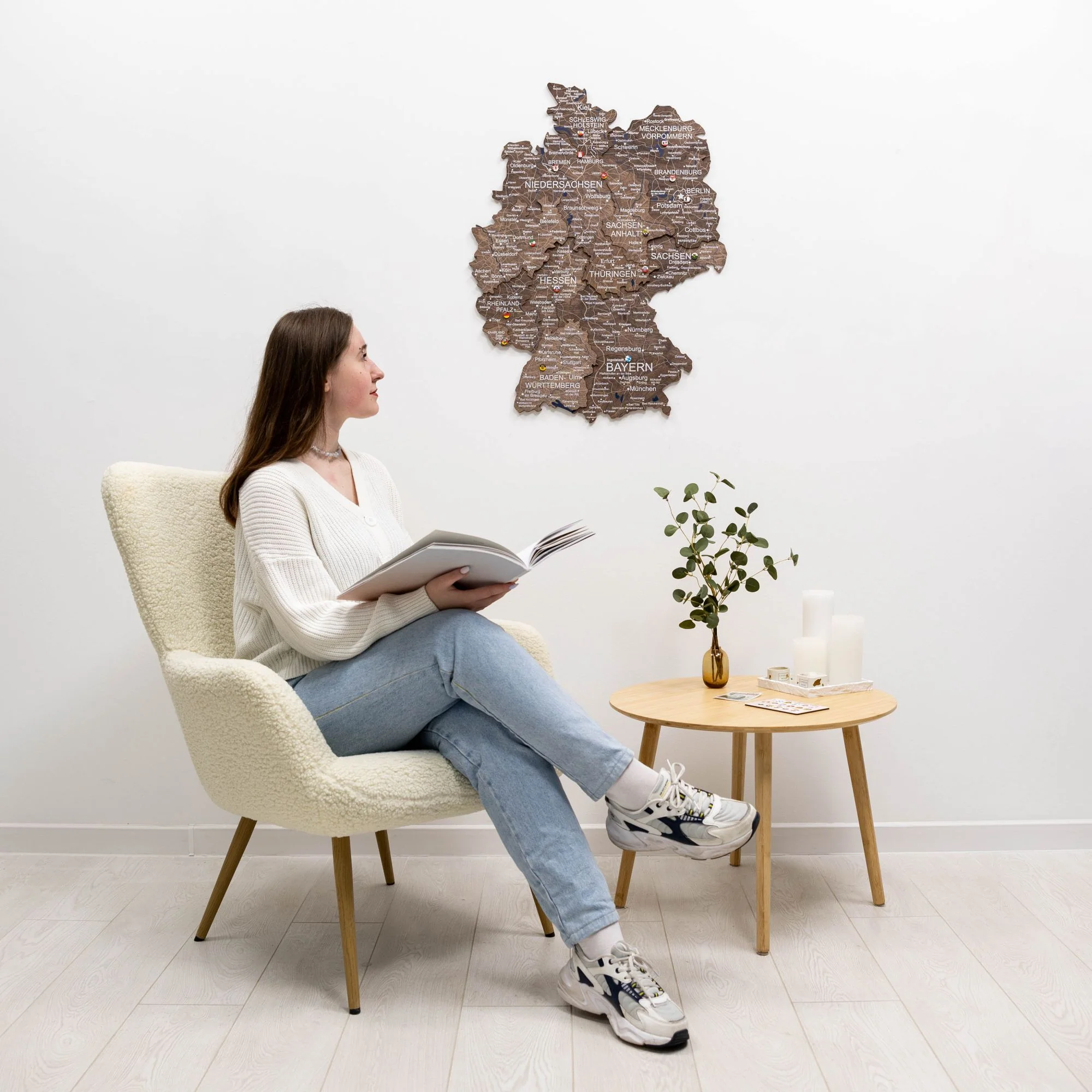 3D Germany Wooden Map Dark Walnut - Image 7