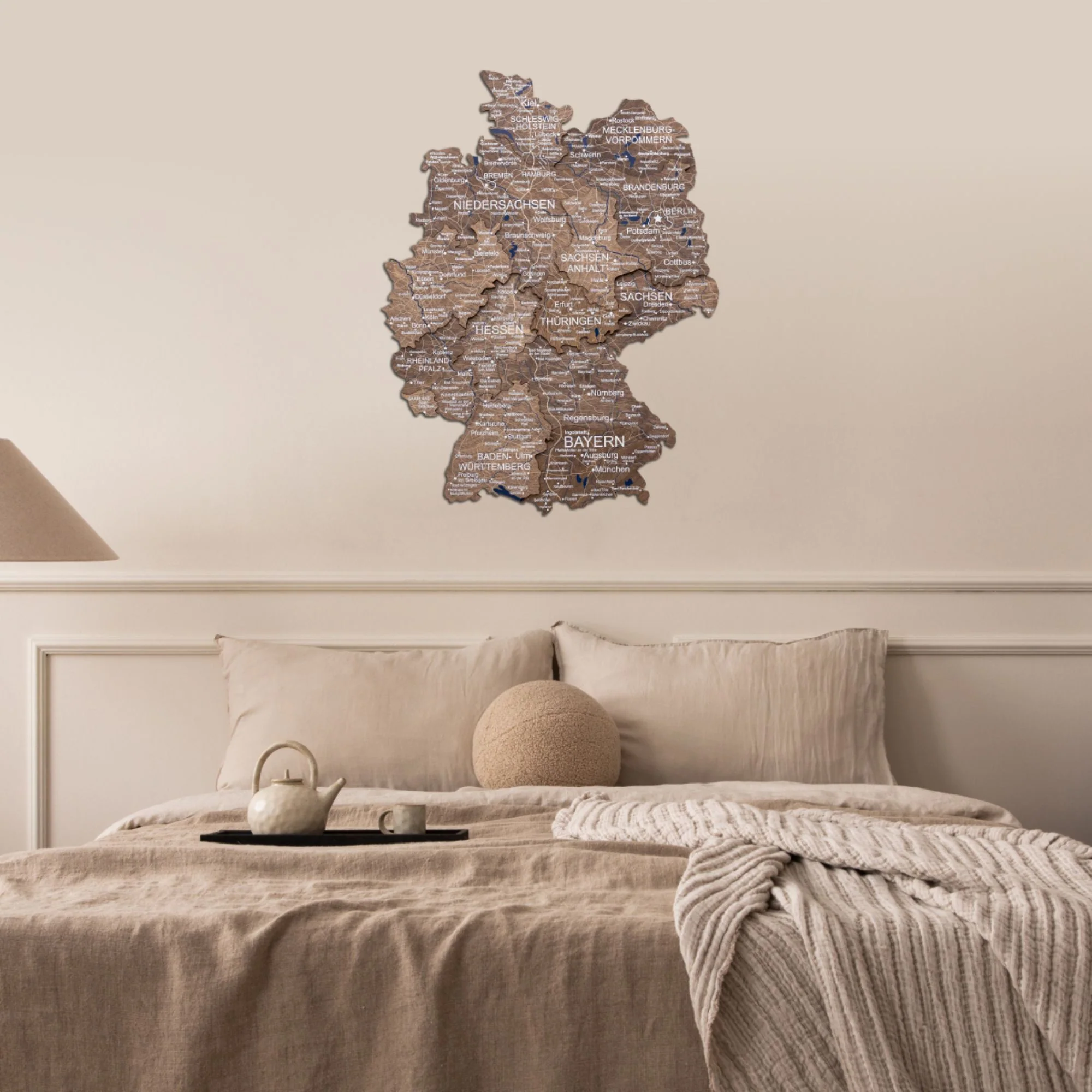 3D Germany Wooden Map Dark Walnut - Image 8