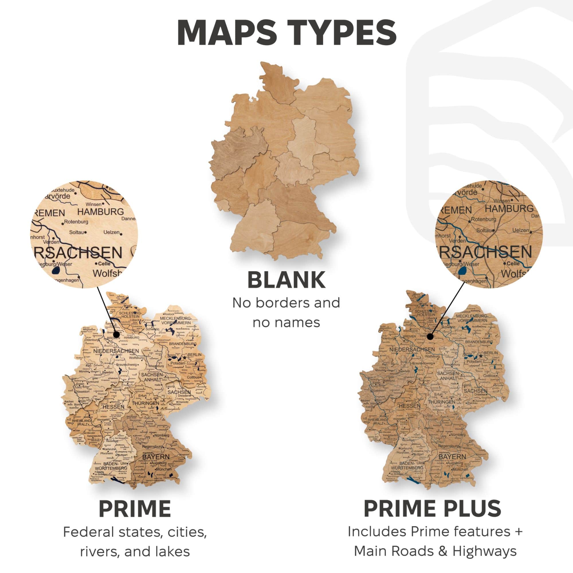 3D Germany Wooden Map Gold - Image 8