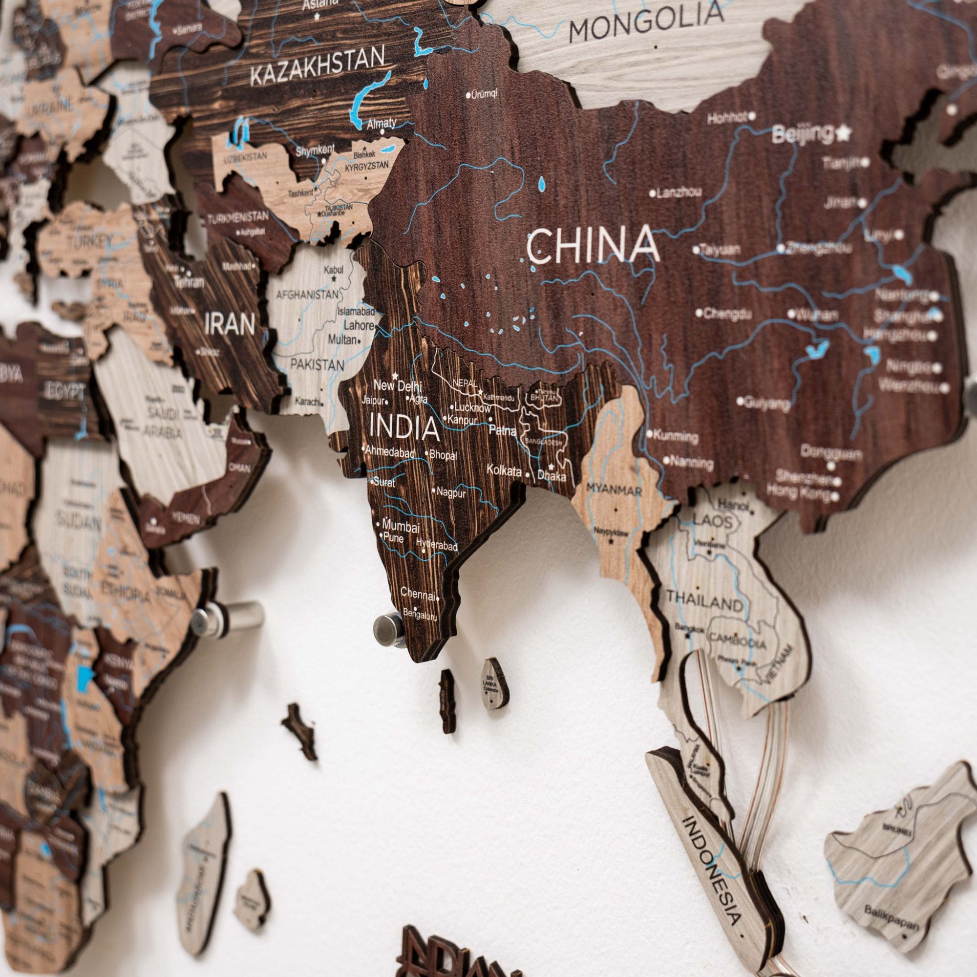 3D LED / LUMINOUS Wooden World Map 3.0 Cappuccino - Image 11