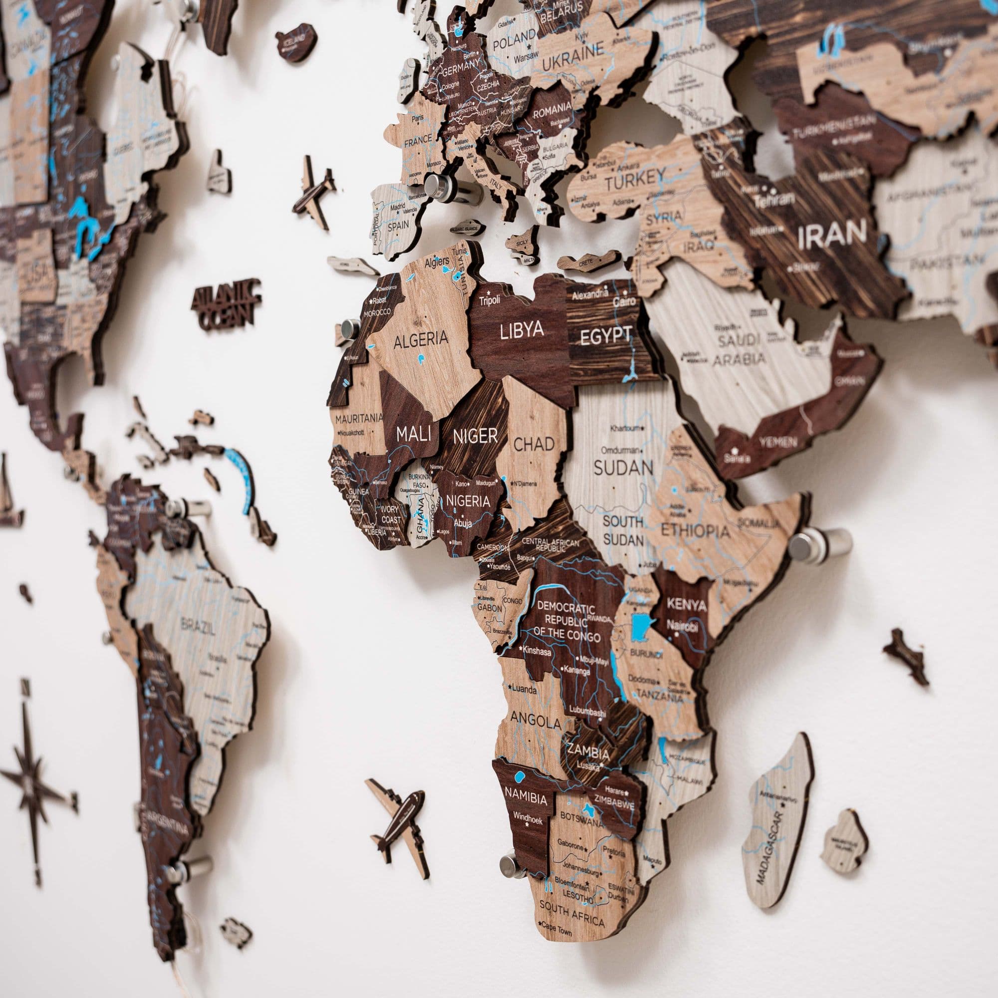 3D LED / LUMINOUS Wooden World Map 3.0 Cappuccino - Image 12