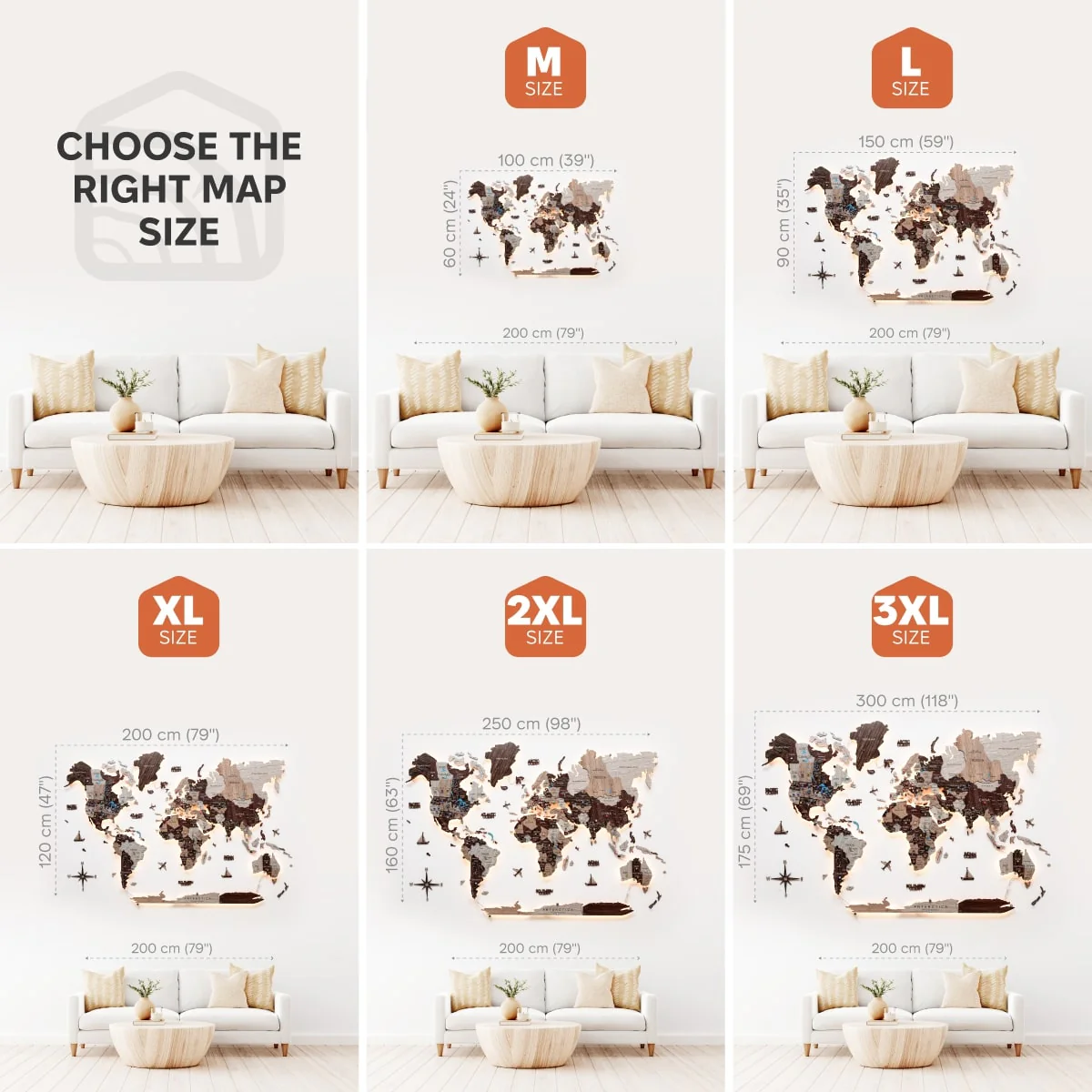 3D LED / LUMINOUS Wooden World Map 3.0 Cappuccino - Image 17