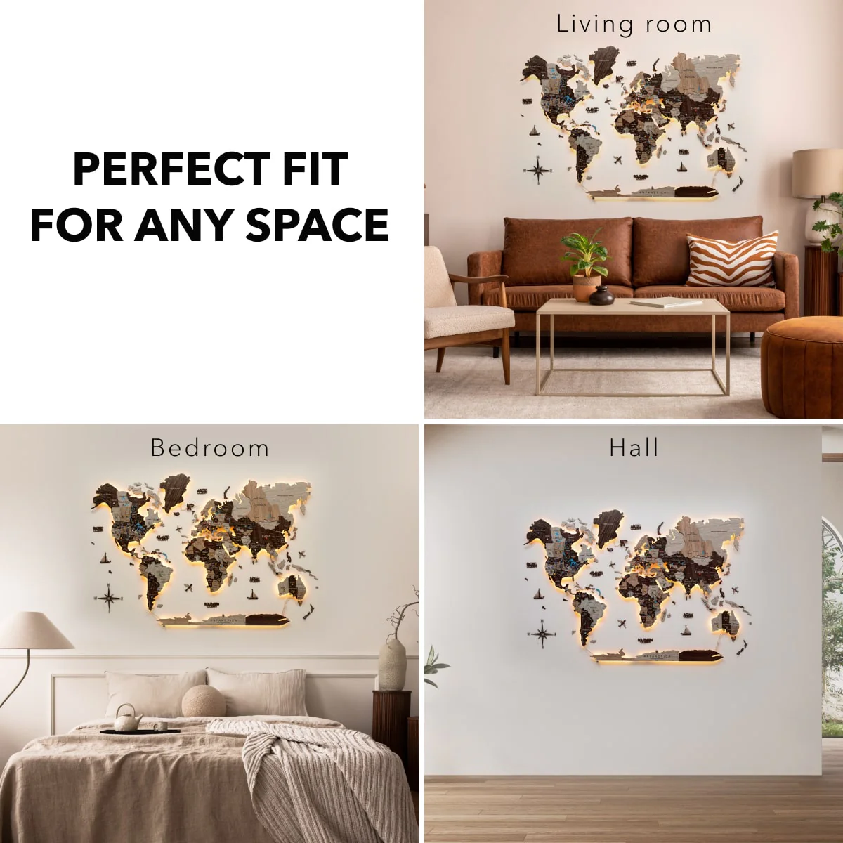 3D LED / LUMINOUS Wooden World Map 3.0 Cappuccino - Image 18