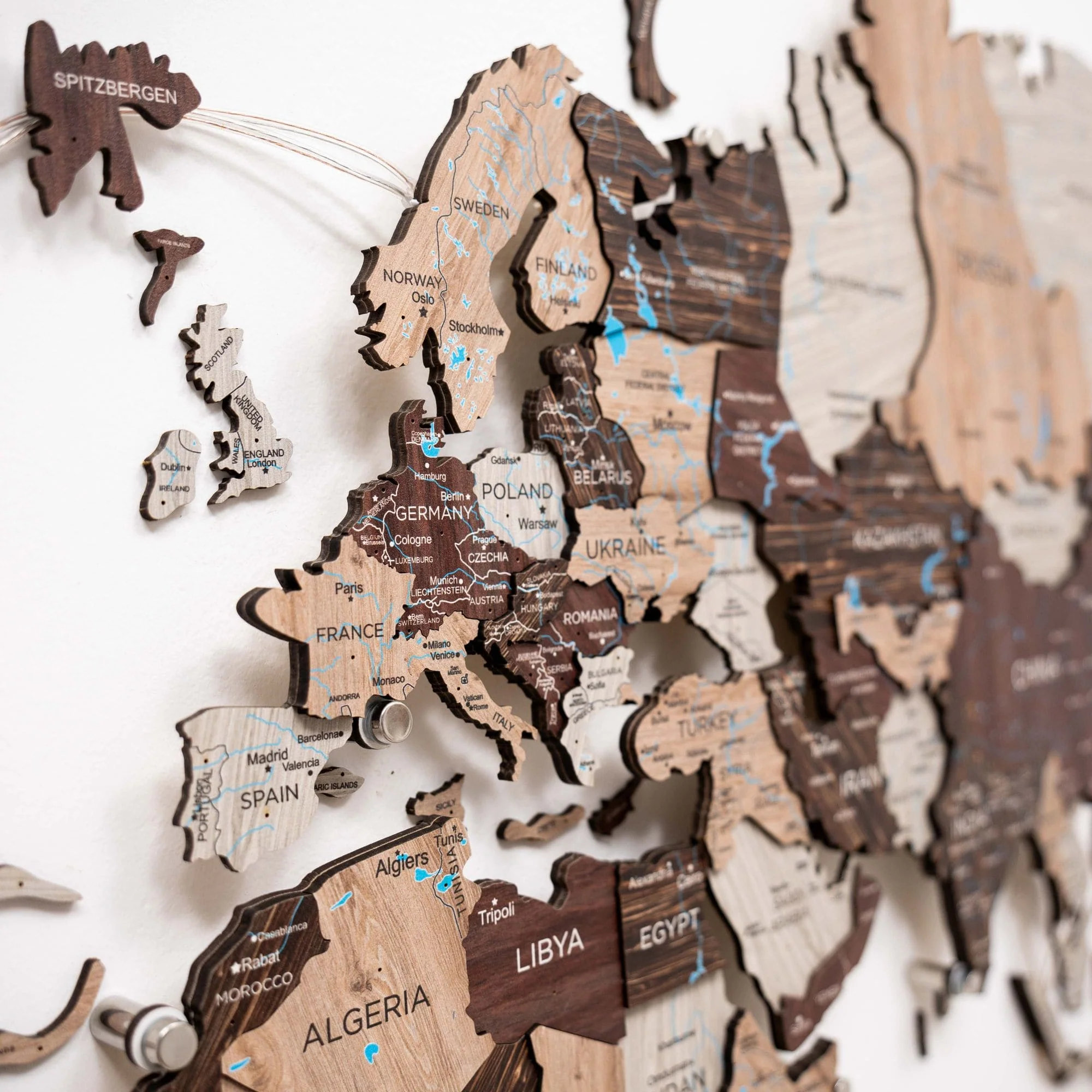 3D LED / LUMINOUS Wooden World Map 3.0 Cappuccino - Image 5