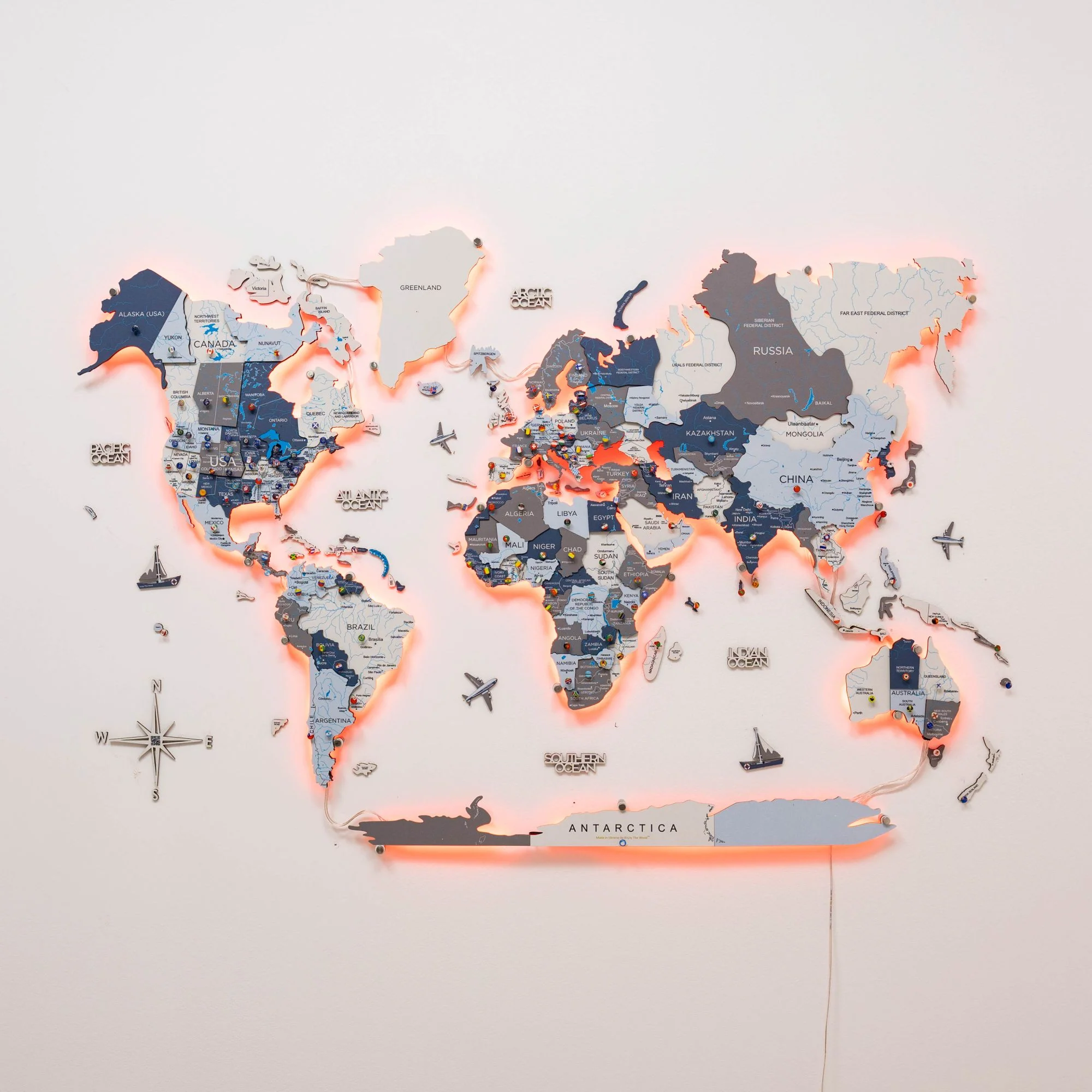3D LED / LUMINOUS Wooden World Map 3.0 Cruise - Image 10