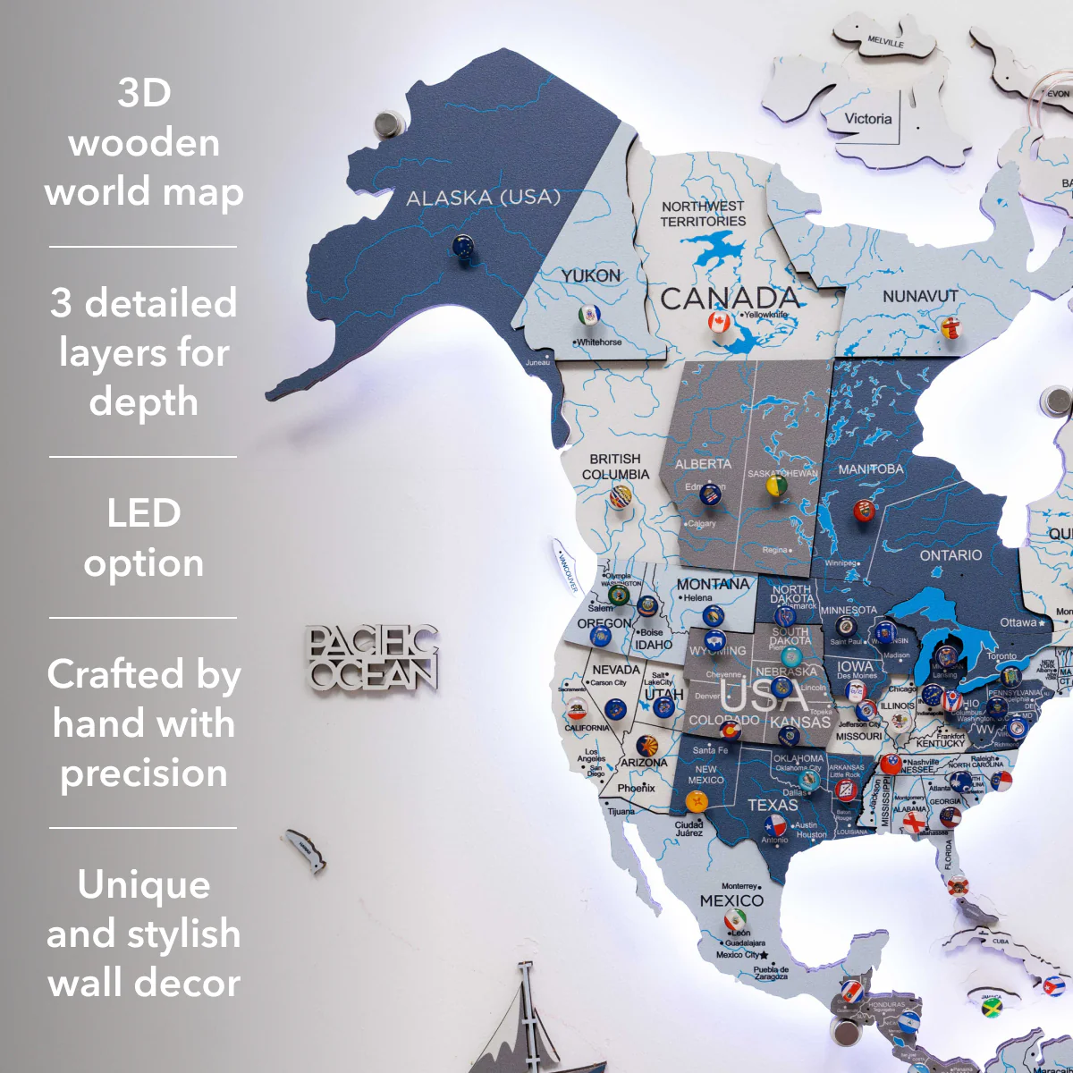 3D LED / LUMINOUS Wooden World Map 3.0 Cruise - Image 21