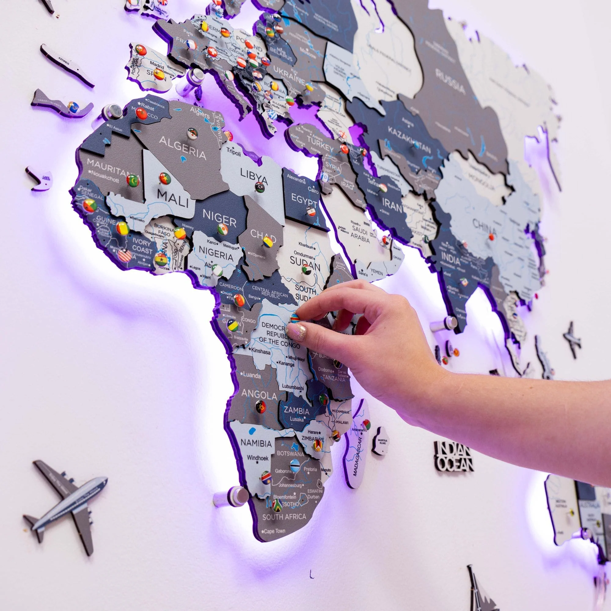 3D LED / LUMINOUS Wooden World Map 3.0 Cruise - Image 7