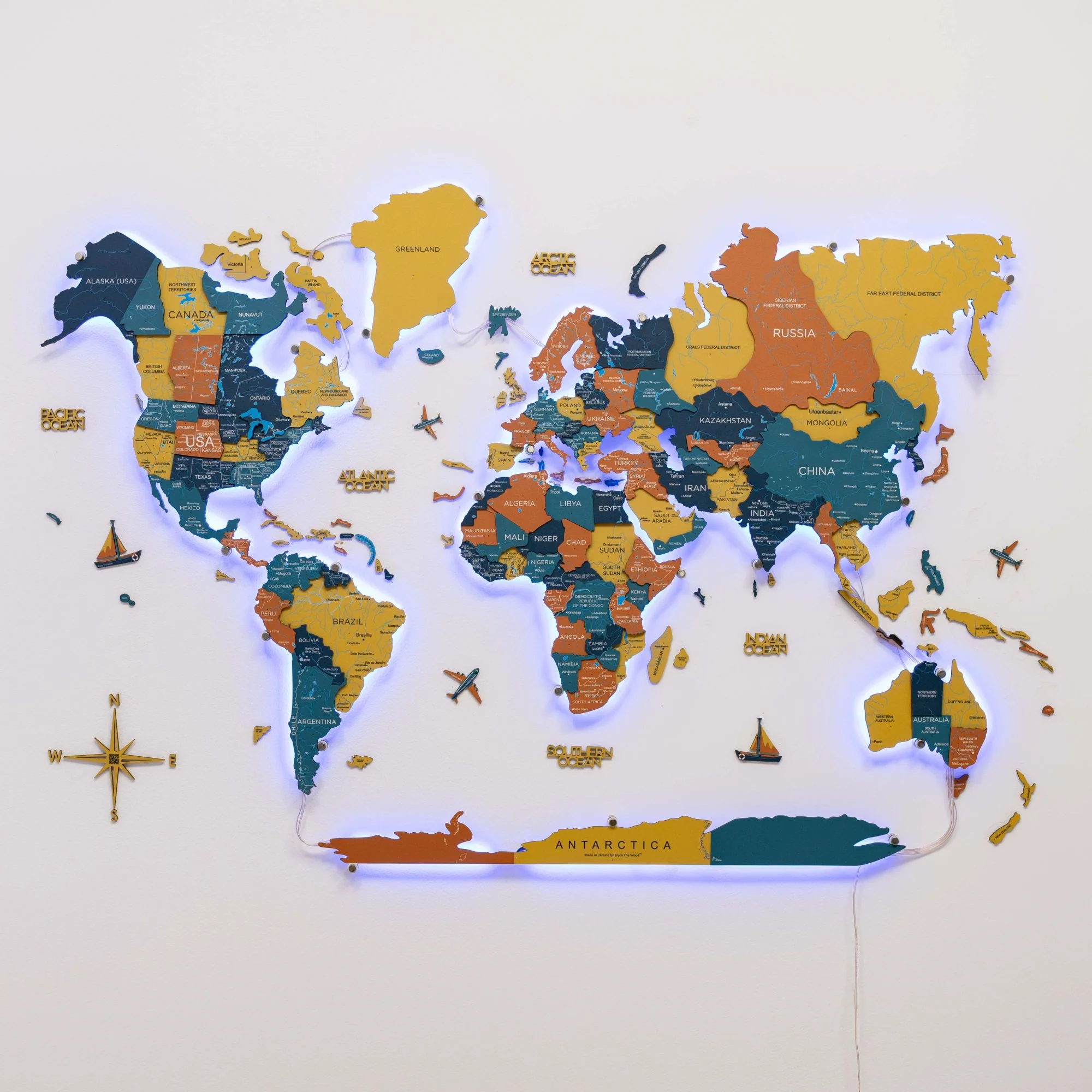 3D LED / LUMINOUS Wooden World Map 3.0 Indie - Image 10