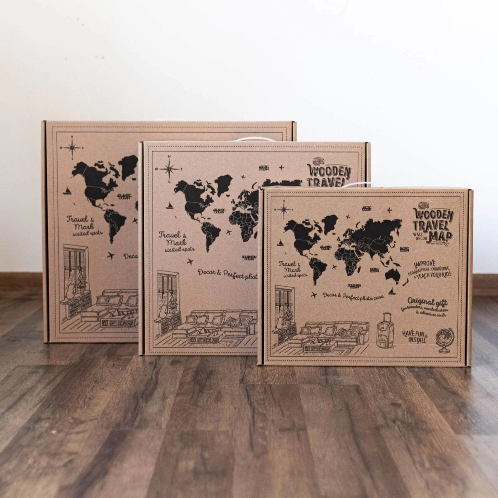 3D LED / LUMINOUS Wooden World Map 3.0 Nordik - Image 19
