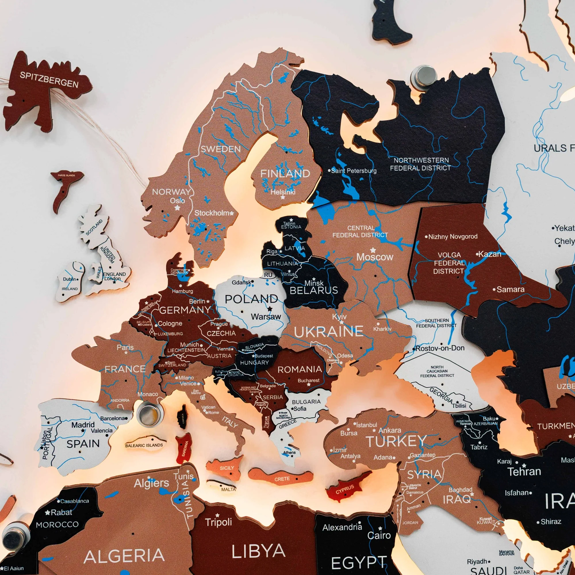 3D LED / LUMINOUS Wooden World Map 3.0 Rustic - Image 14