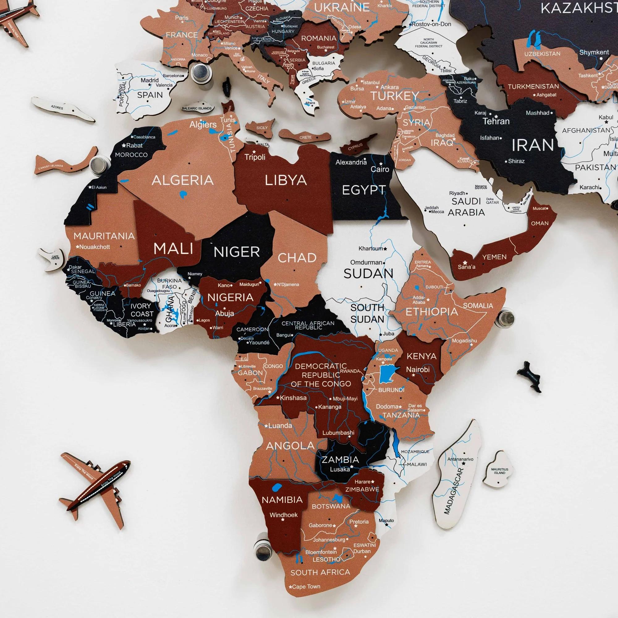 3D LED / LUMINOUS Wooden World Map 3.0 Rustic - Image 15