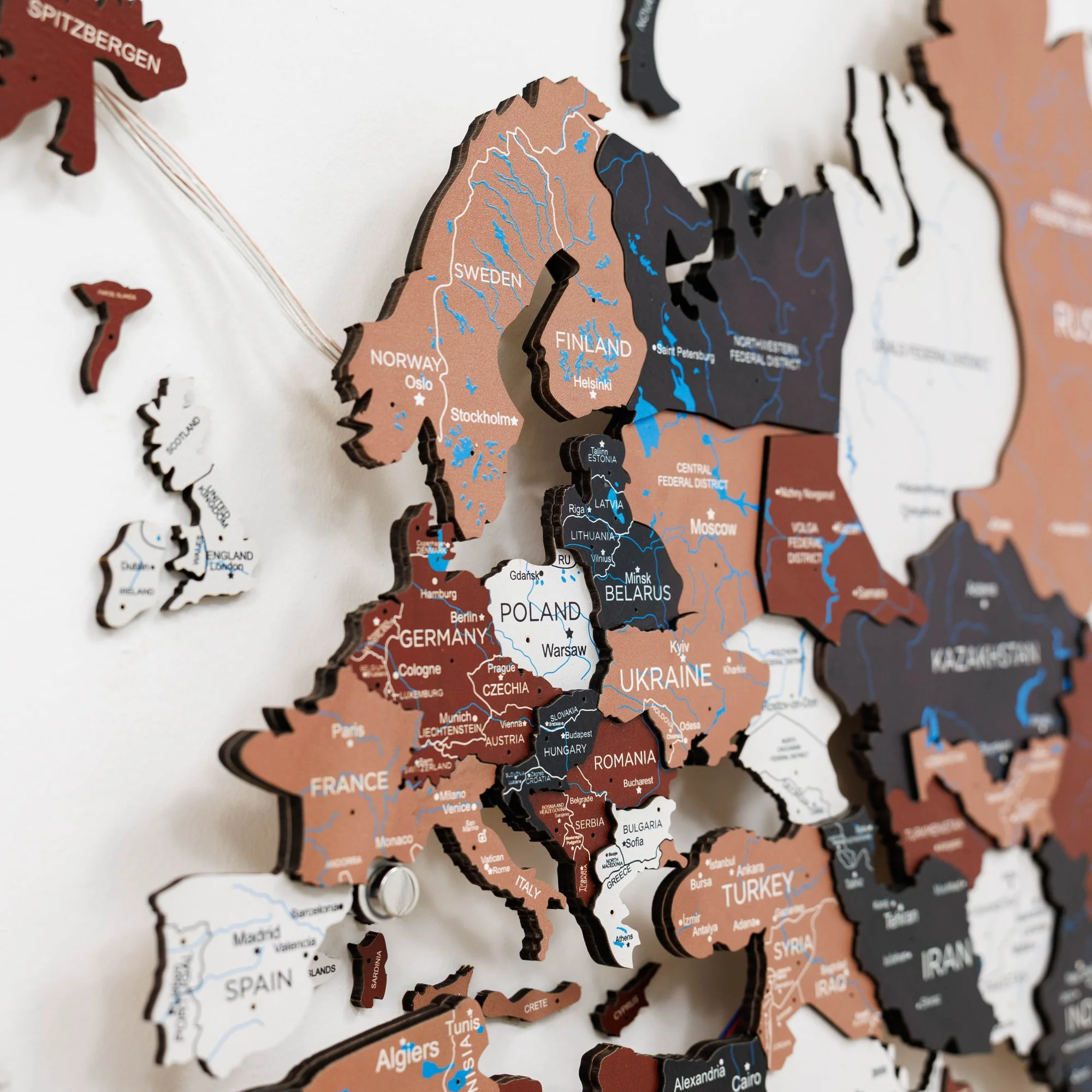 3D LED / LUMINOUS Wooden World Map 3.0 Rustic - Image 20