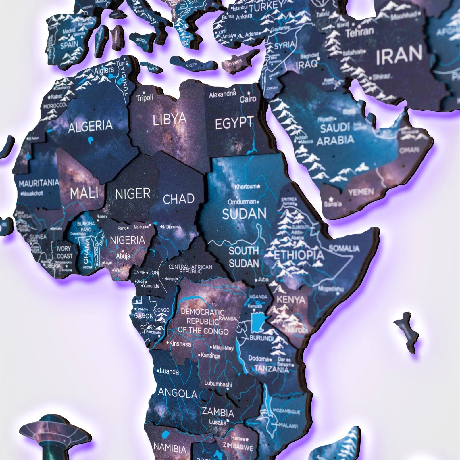 3D LED / LUMINOUS Wooden World Map 3.0 Space - Image 2