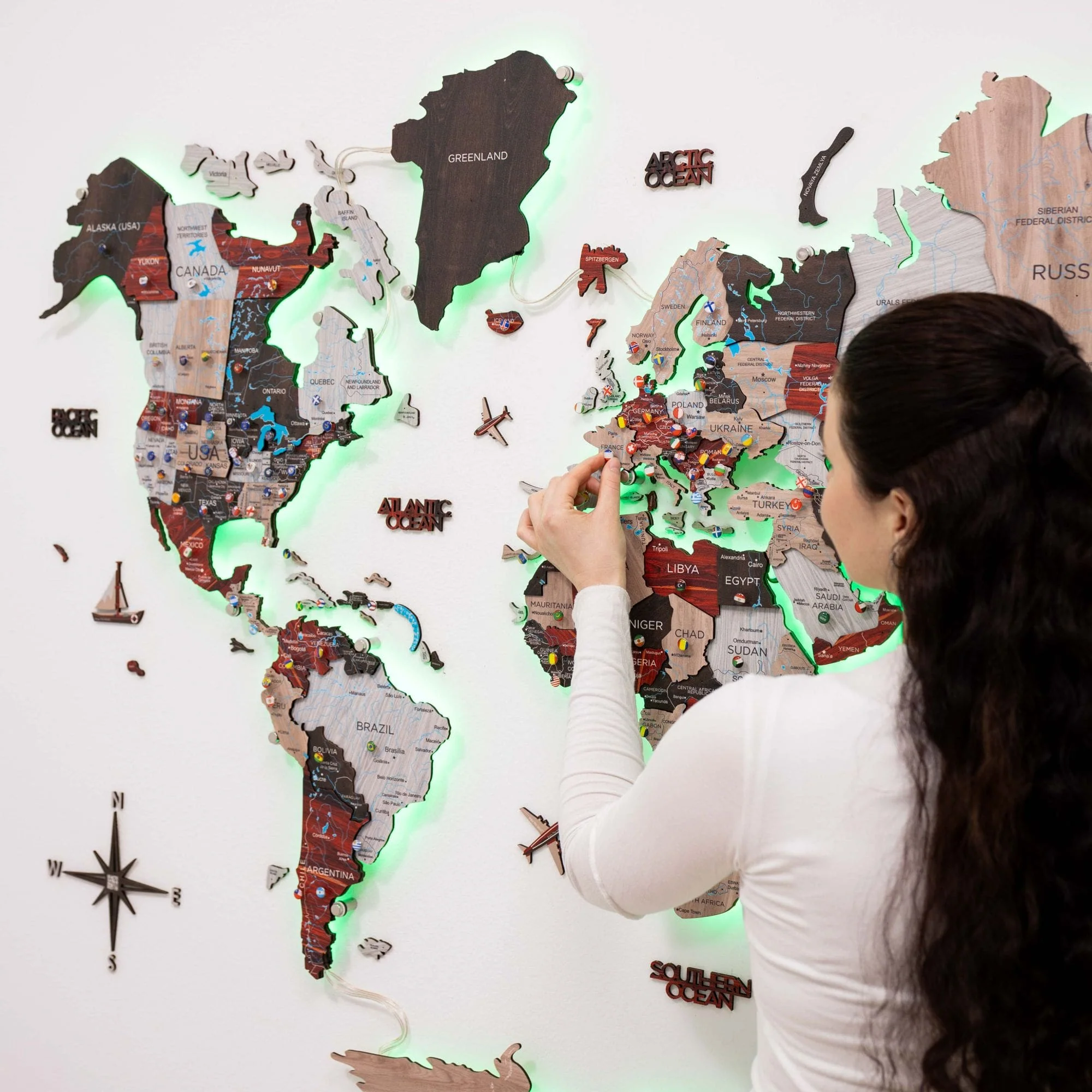 3D LED / LUMINOUS Wooden World Map 3.0 Urban - Image 7