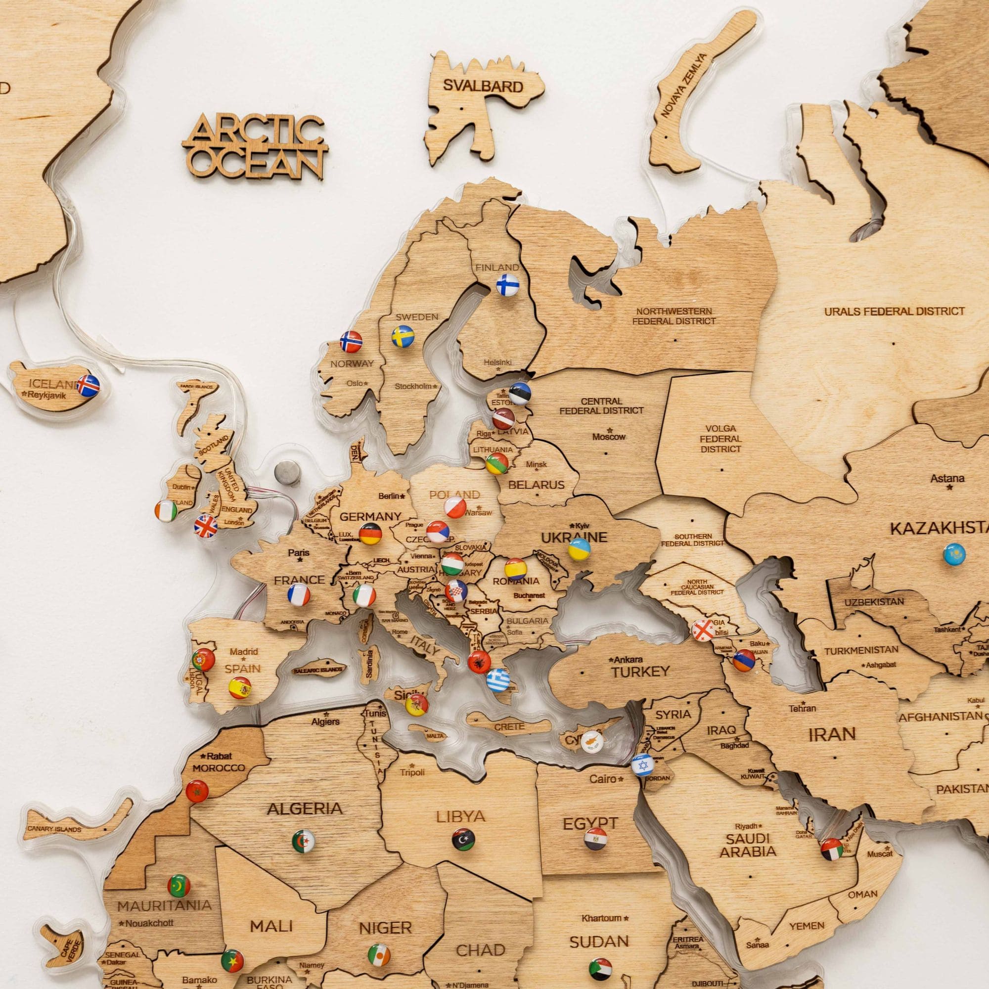 3D LED Wooden World Map 2.0 Gold - Image 11