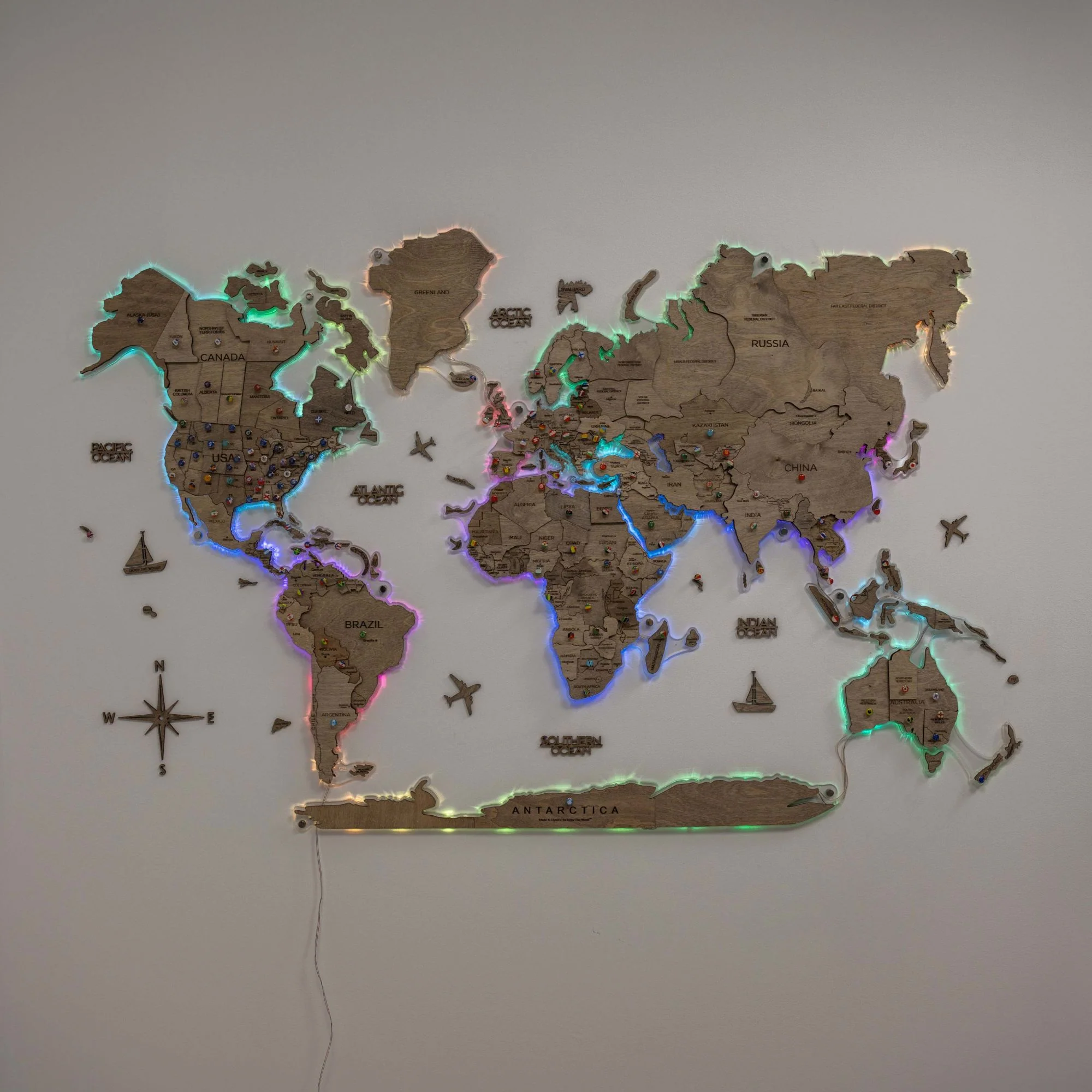 3D LED Wooden World Map 2.0 Terra - Image 13