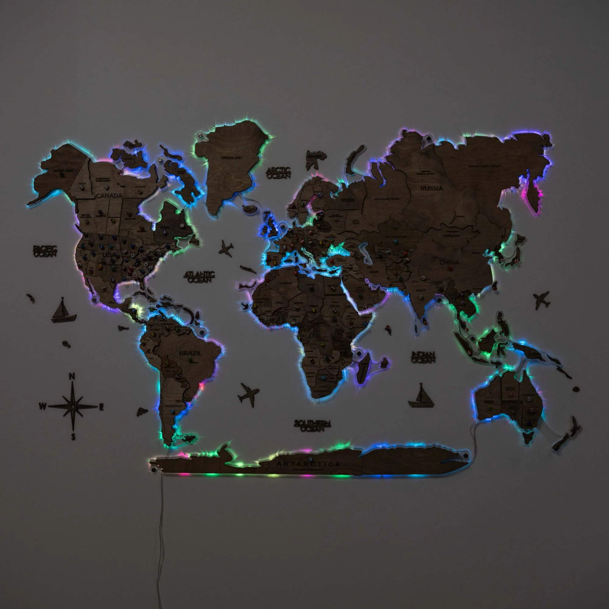 3D LED Wooden World Map 2.0 Terra - Image 14