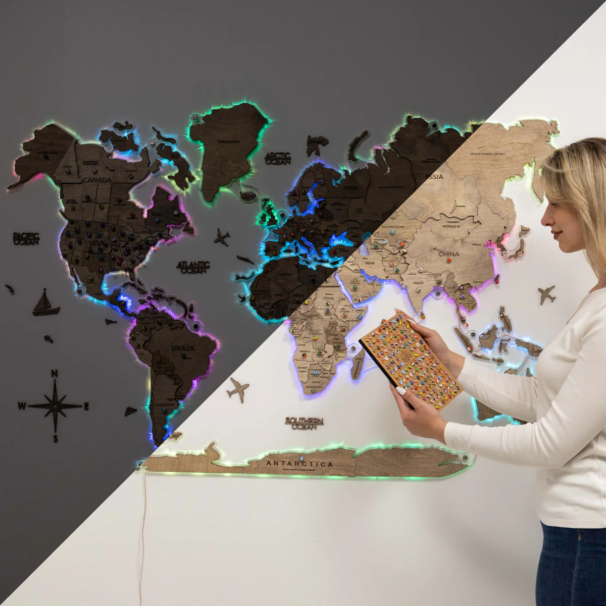 3D LED Wooden World Map 2.0 Terra - Image 17