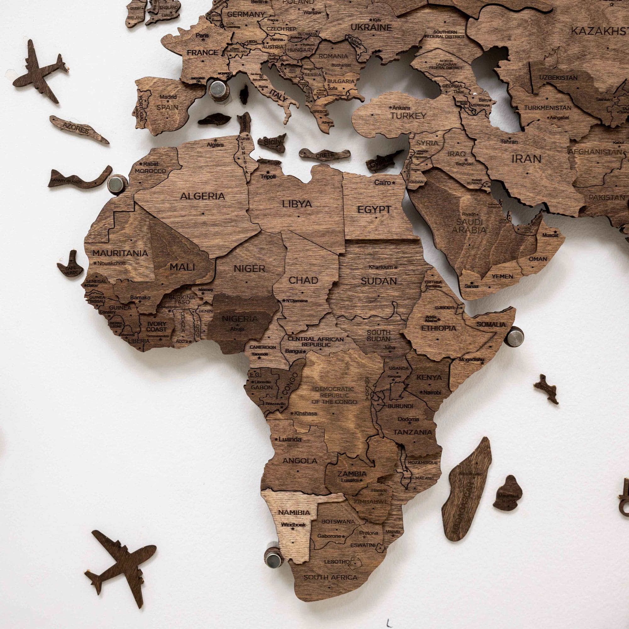 3D LED Wooden World Map 3.0 Dark Walnut - Image 2