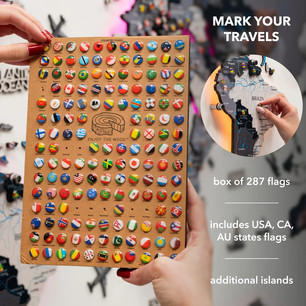 3D LED / LUMINOUS Wooden World Map 3.0 Nordik - Image 18