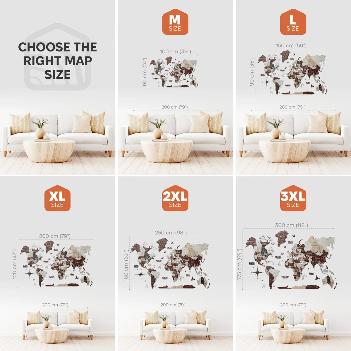 3D Wooden World Map Cappuccino - Image 11