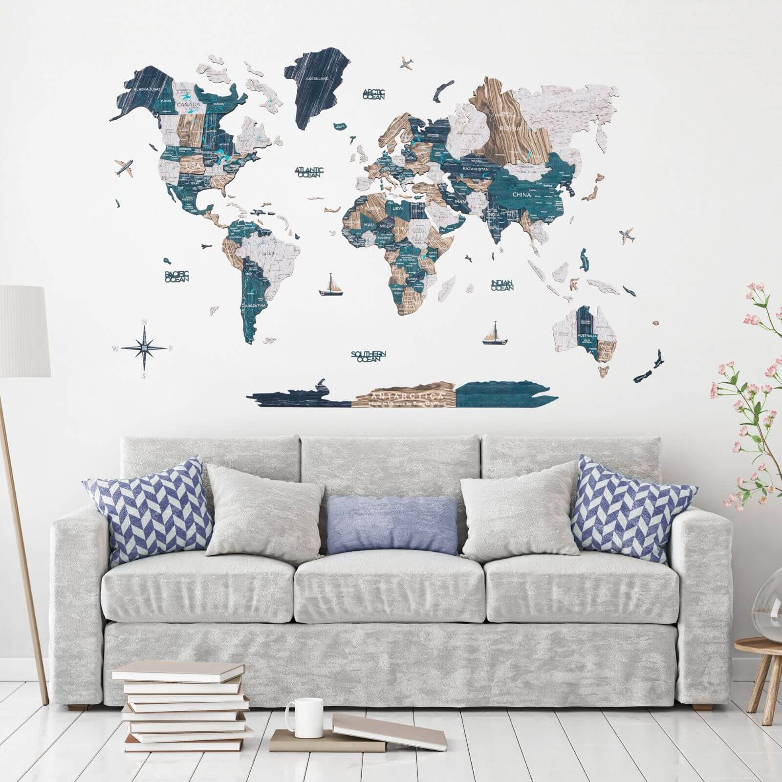 3D Luminous Colored Wooden World Map Mystery - Image 7