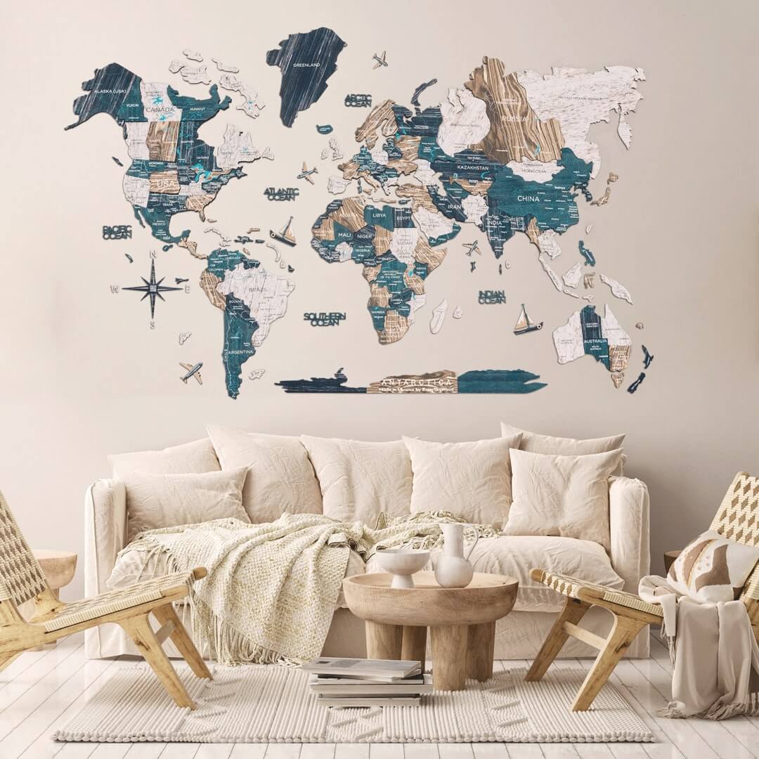 3D Luminous Colored Wooden World Map Mystery - Image 8