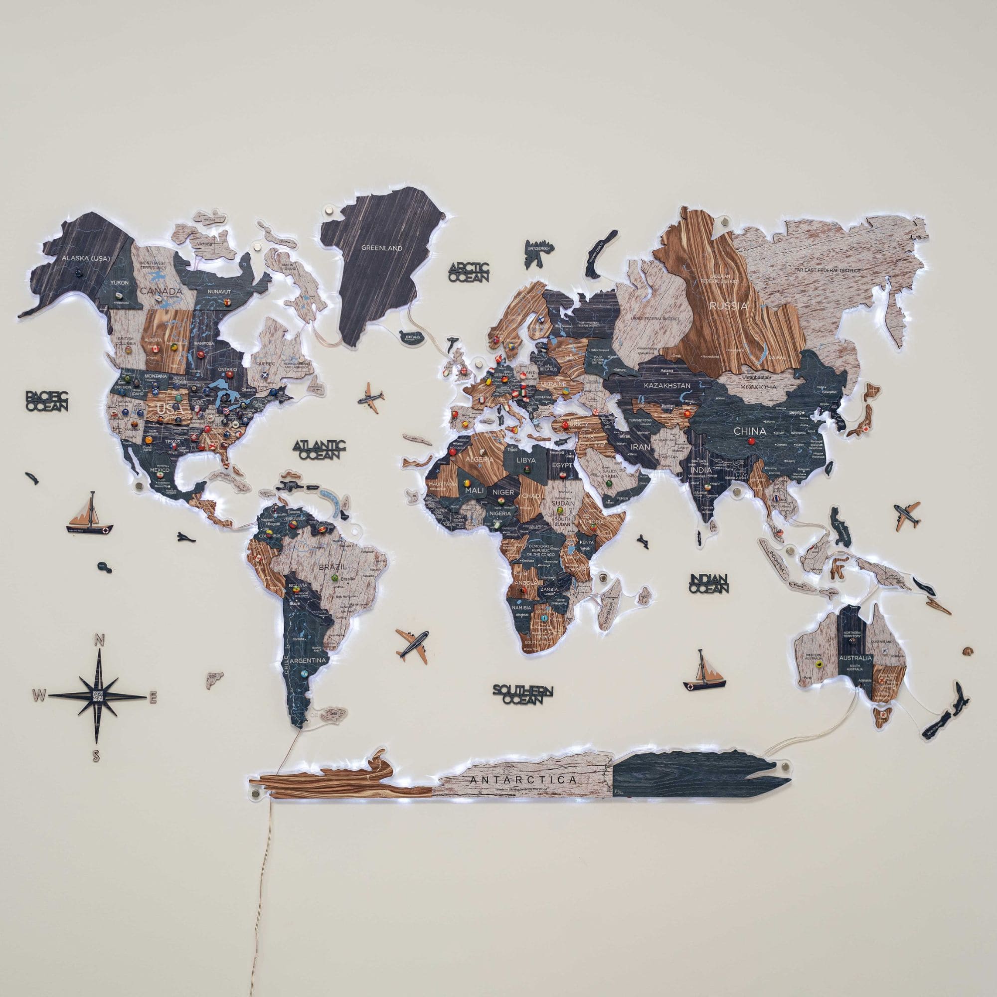 3D LUMINOUS LED Wooden World Map 2.0 Mystery - Image 11