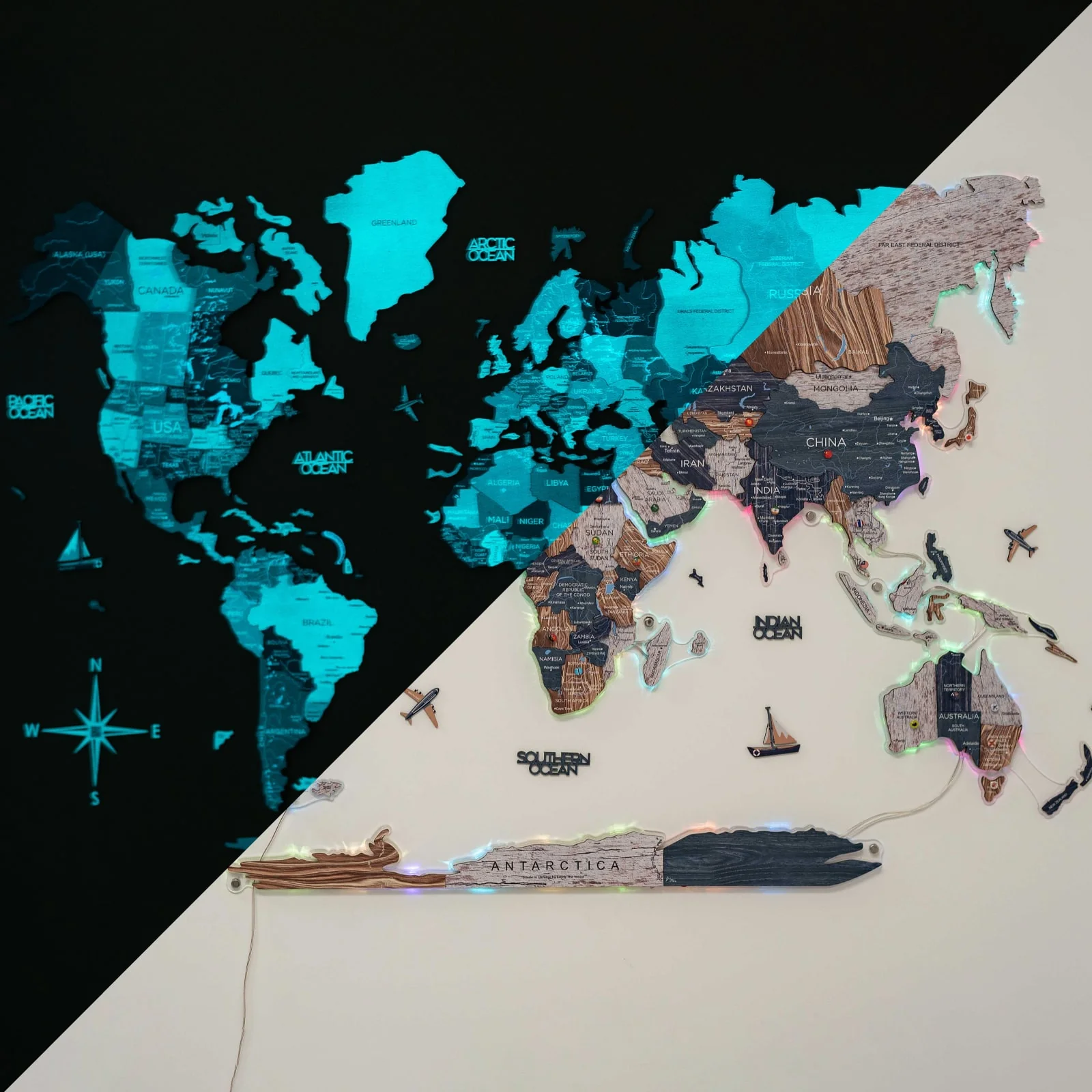 3D LUMINOUS LED Wooden World Map 2.0 Mystery - Image 16
