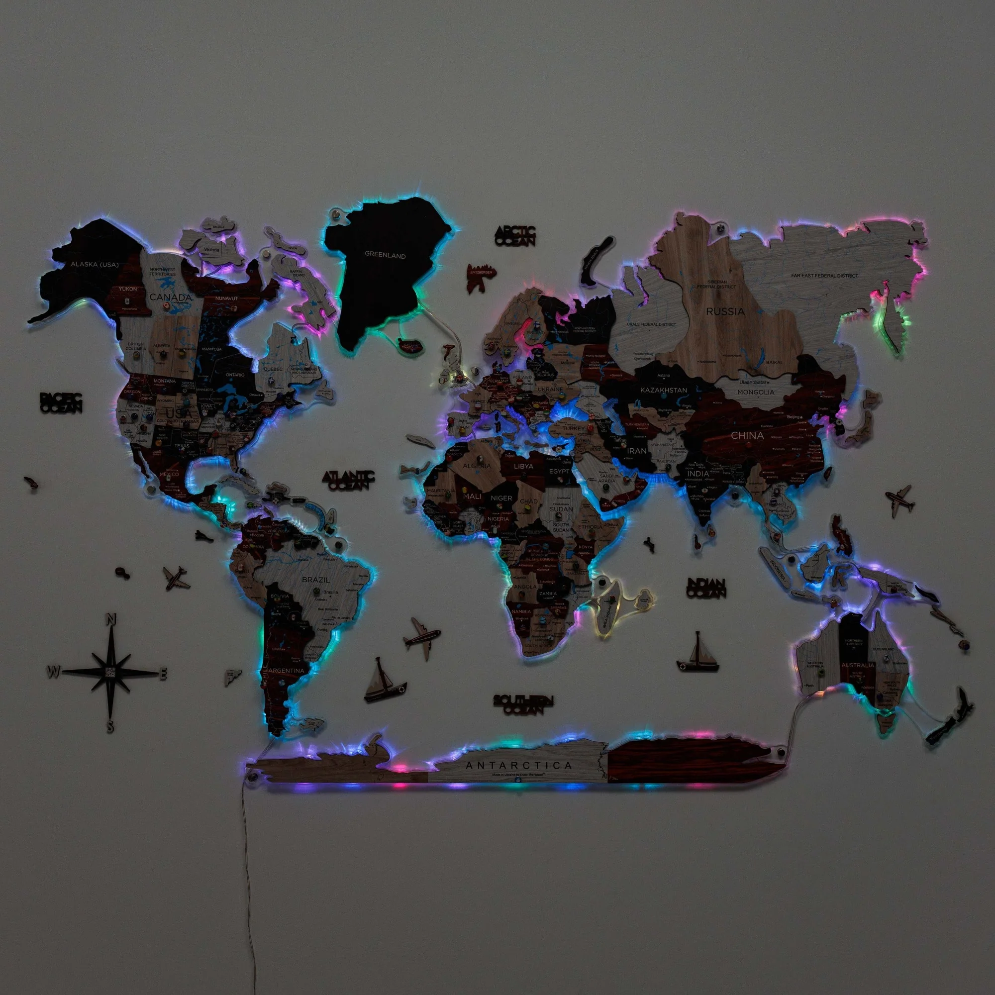 3D LUMINOUS LED Wooden World Map 2.0 Urban - Image 14