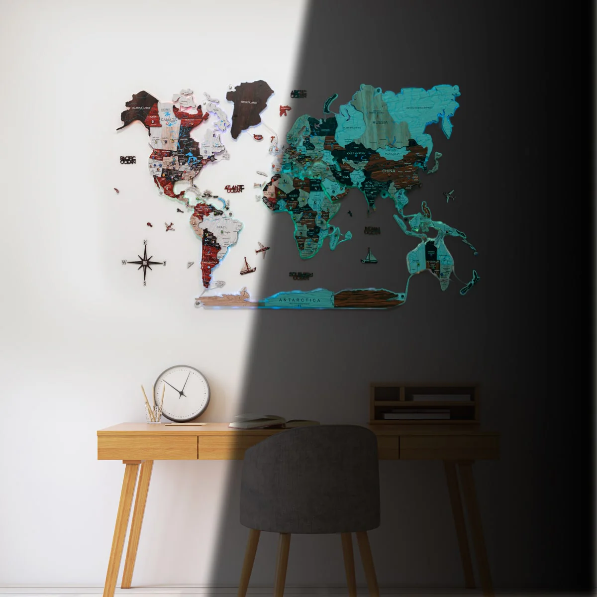 3D LUMINOUS LED Wooden World Map 2.0 Urban - Image 18