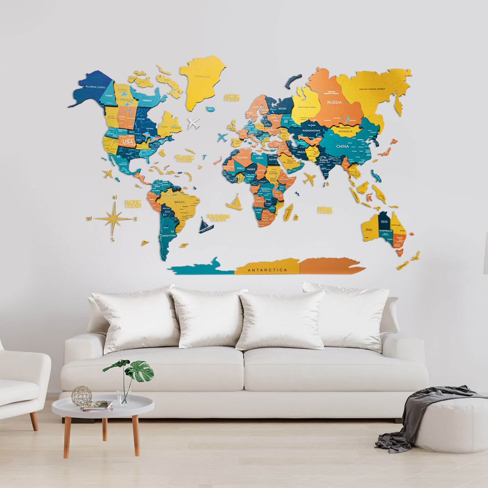 3D Luminous Colored Wooden World Map Indie - Image 3