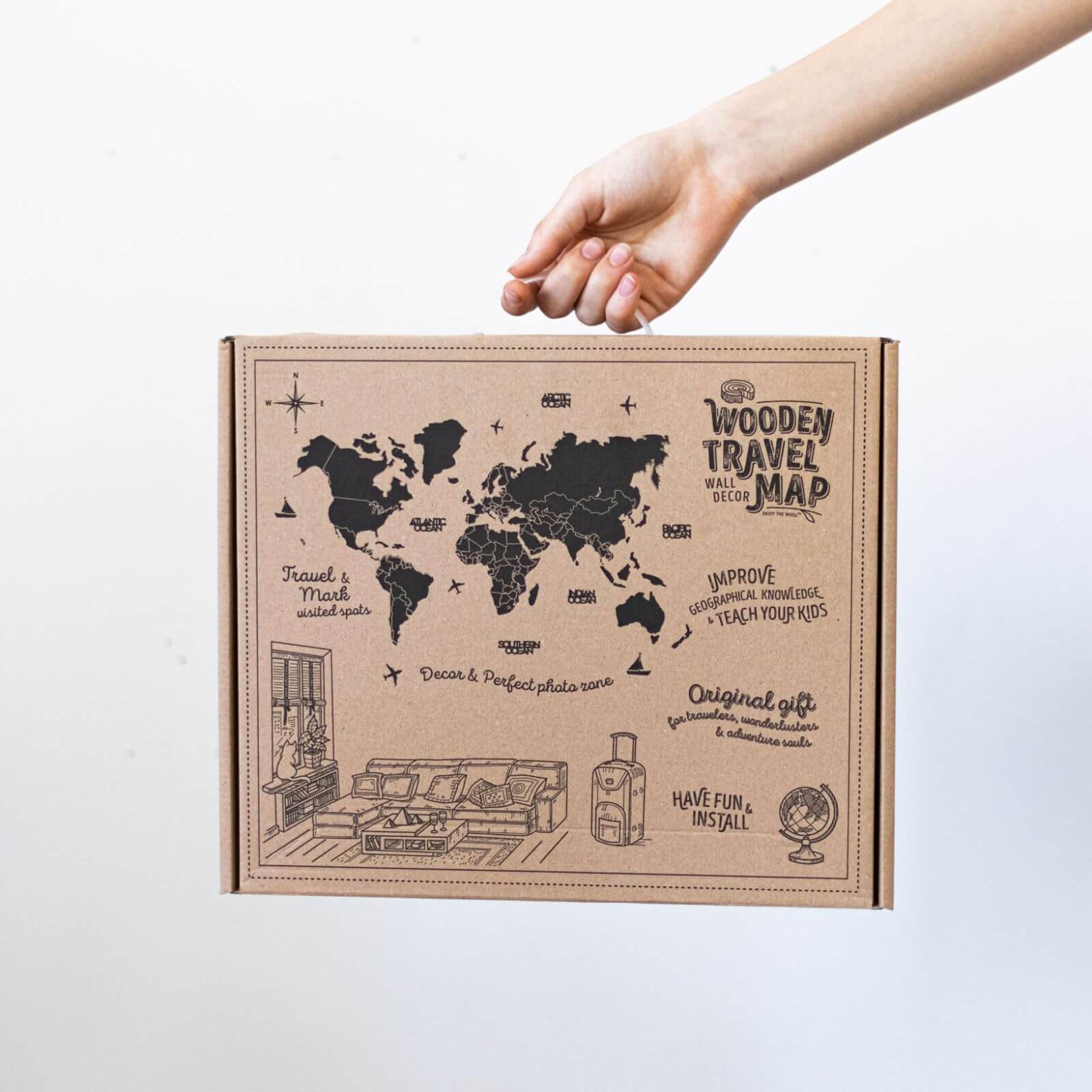 3D Luminous Colored Wooden World Map Indie - Image 9