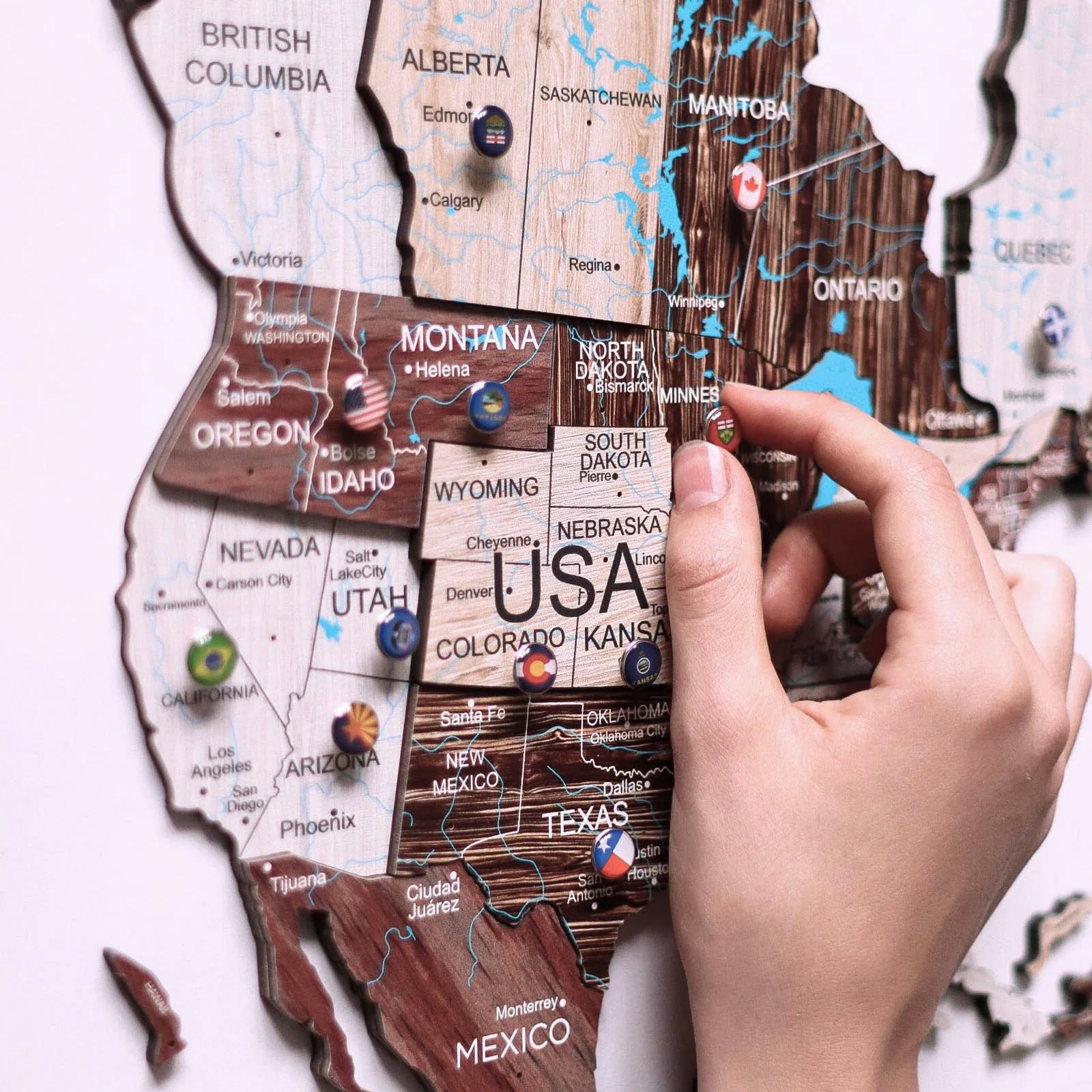 3D Wooden World Map Cappuccino - Image 5