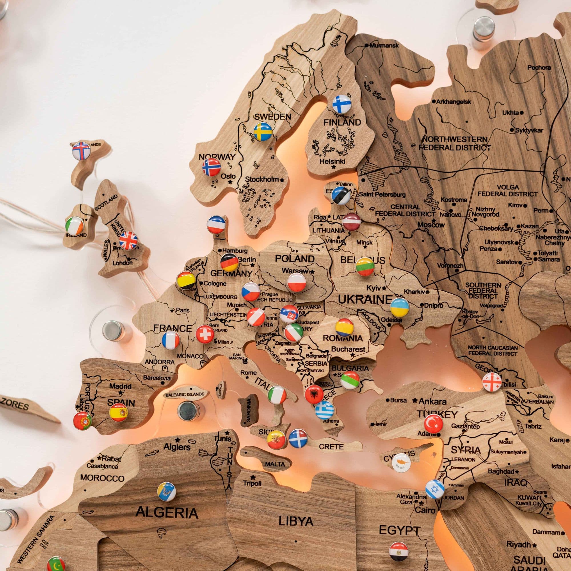 3D Solid Wooden World Map - Walnut - Image 5