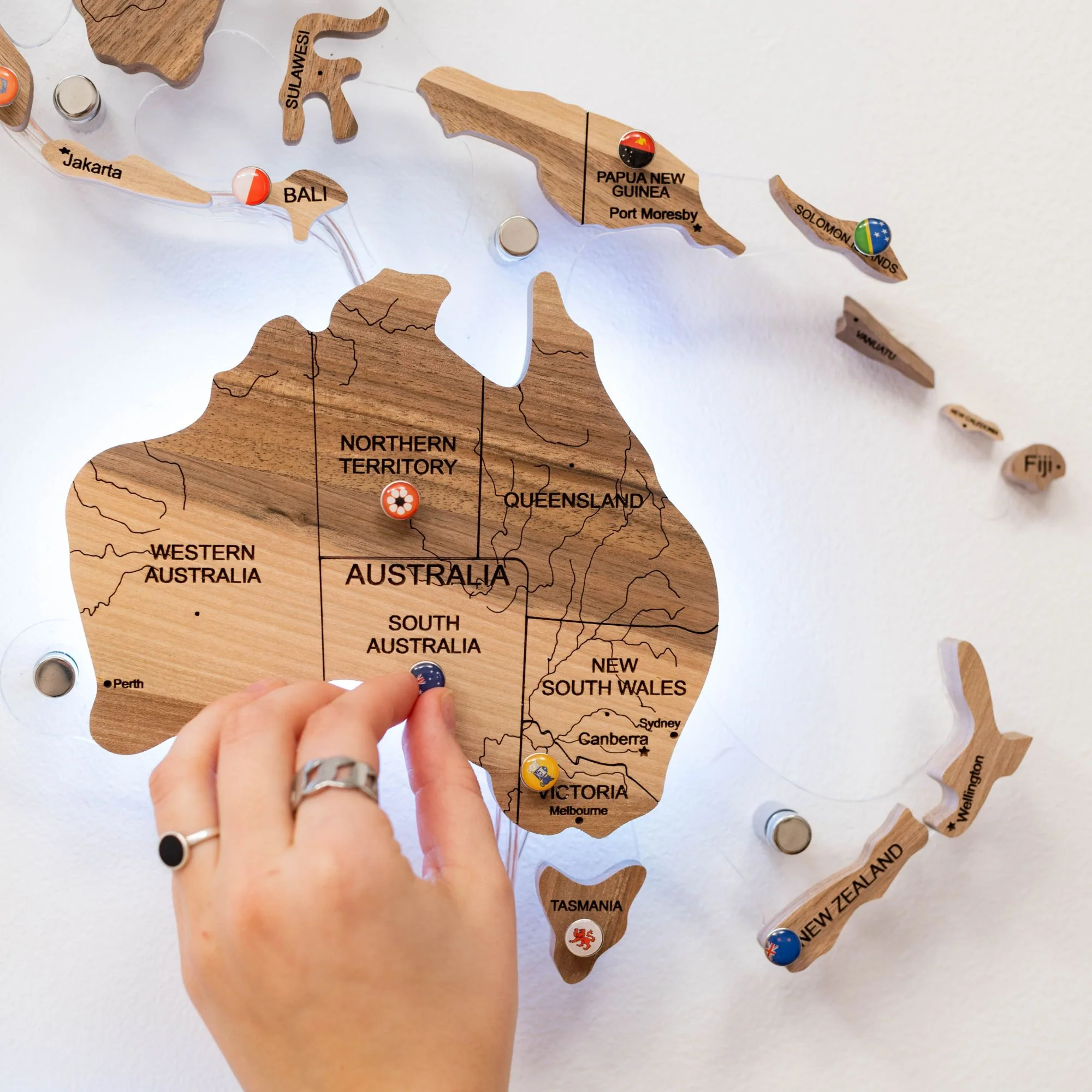 3D Solid Wooden World Map - Walnut - Image 8
