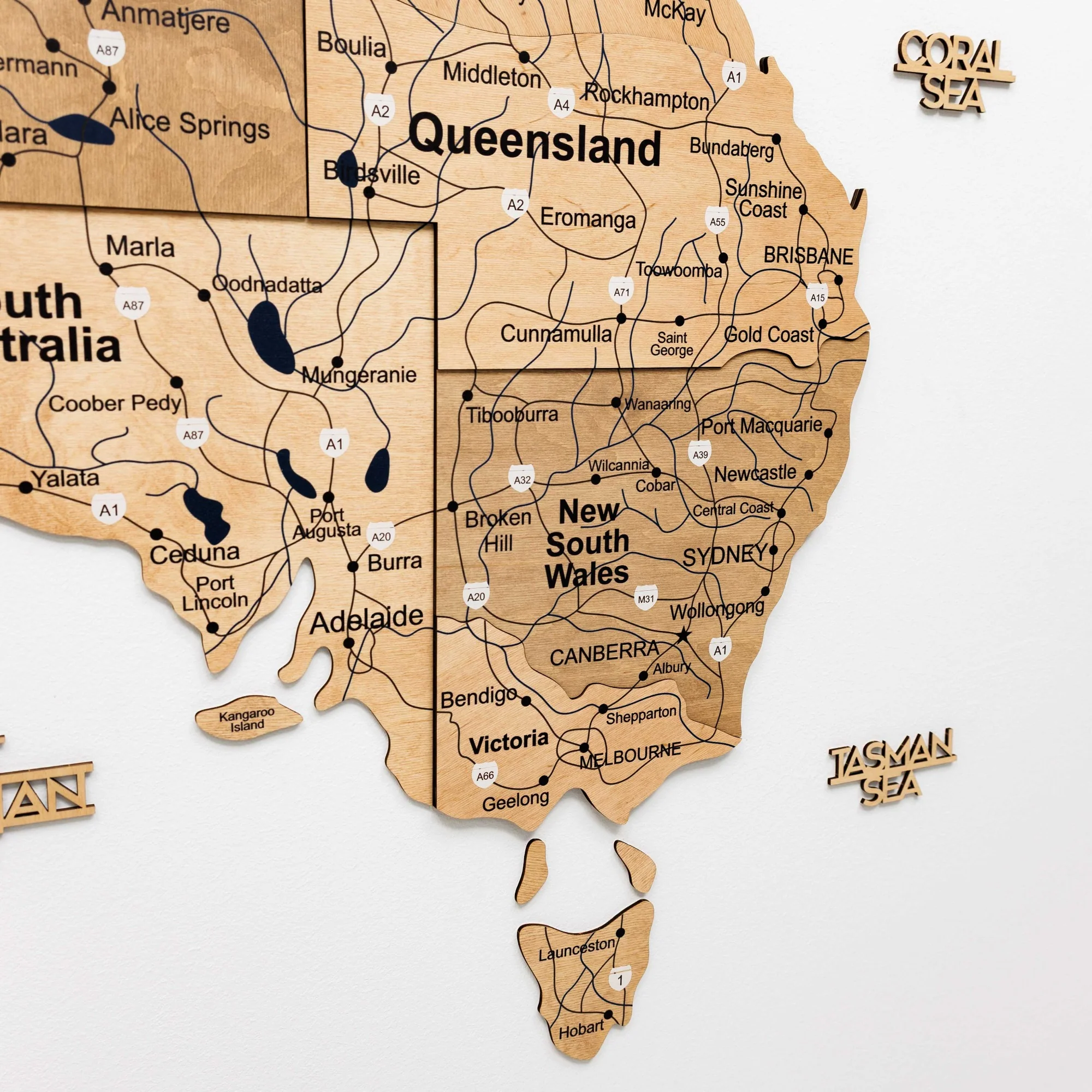 3D Wooden Map of Australia - Gold - Image 11