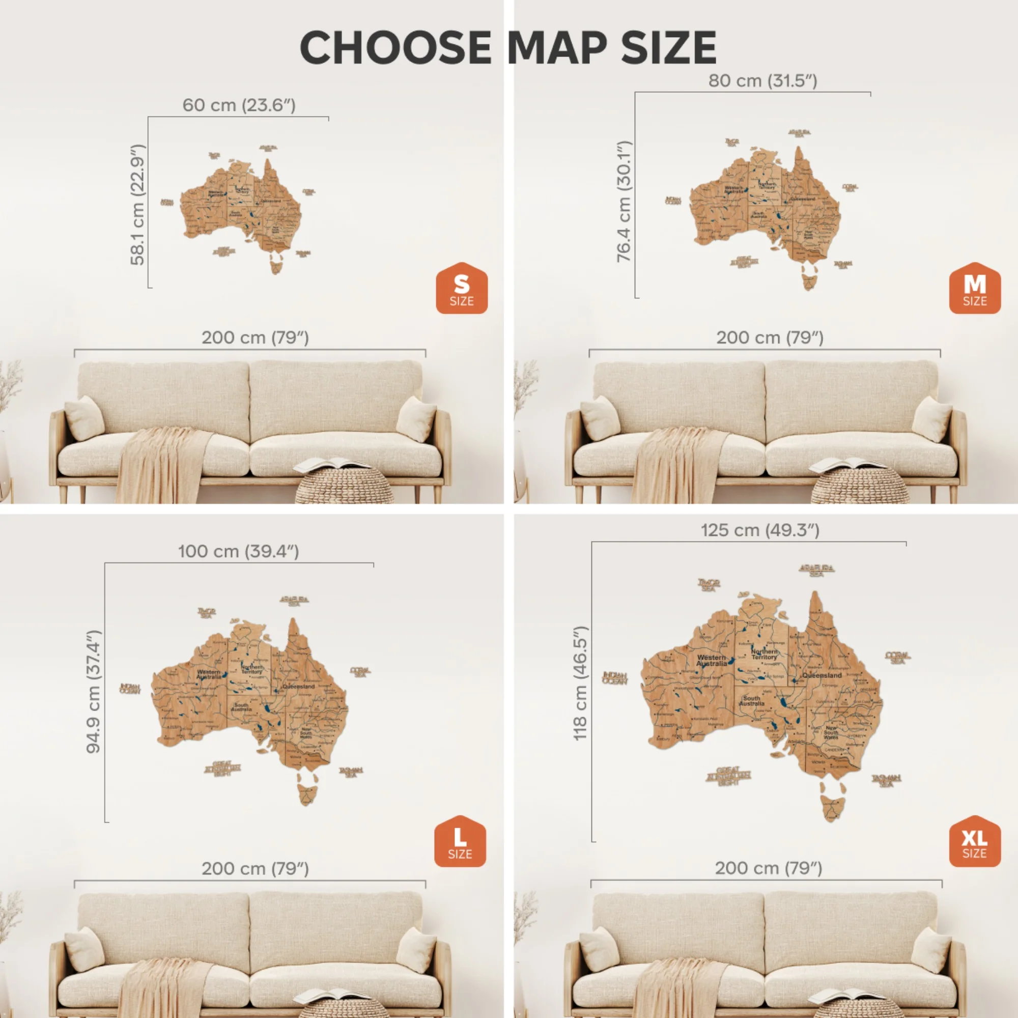 3D Wooden Map of Australia - Gold - Image 21