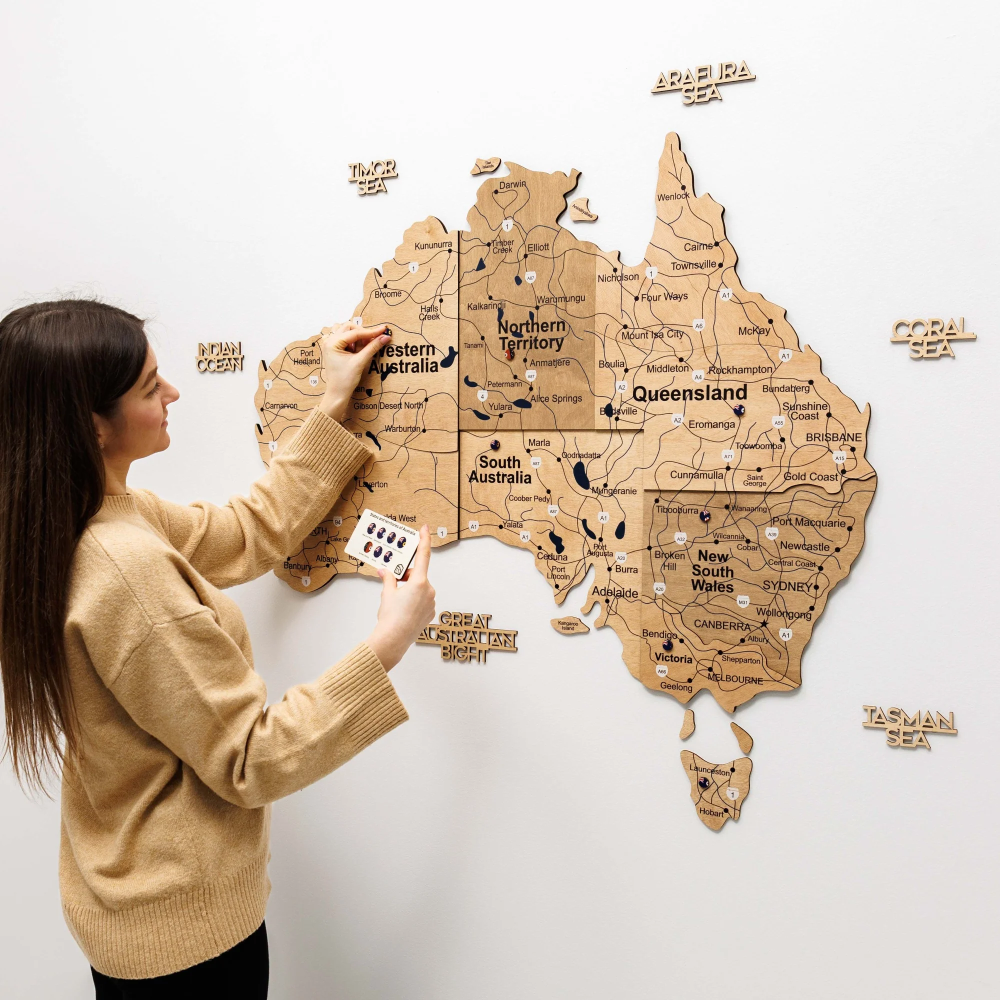 3D Wooden Map of Australia - Gold - Image 3