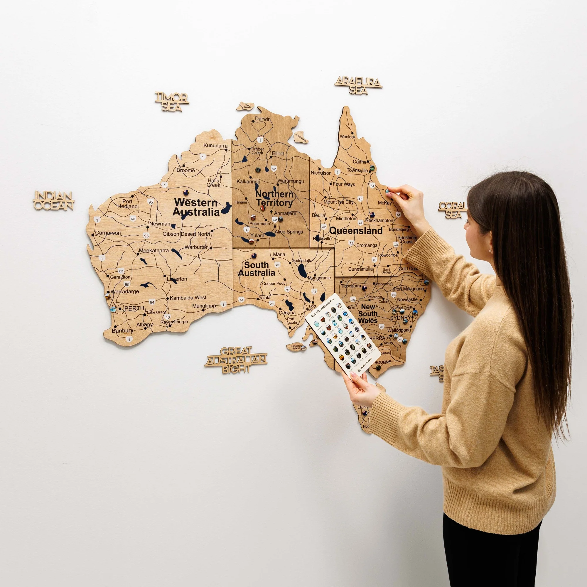 3D Wooden Map of Australia - Gold - Image 6