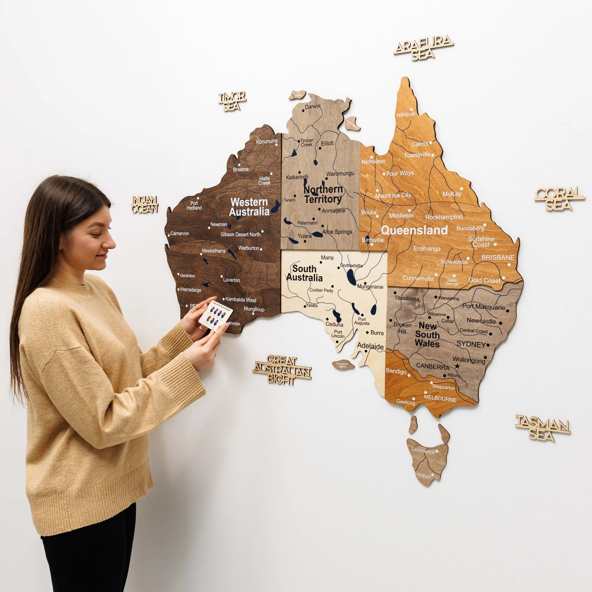 3D Wooden Map of Australia - Multicolor - Image 10