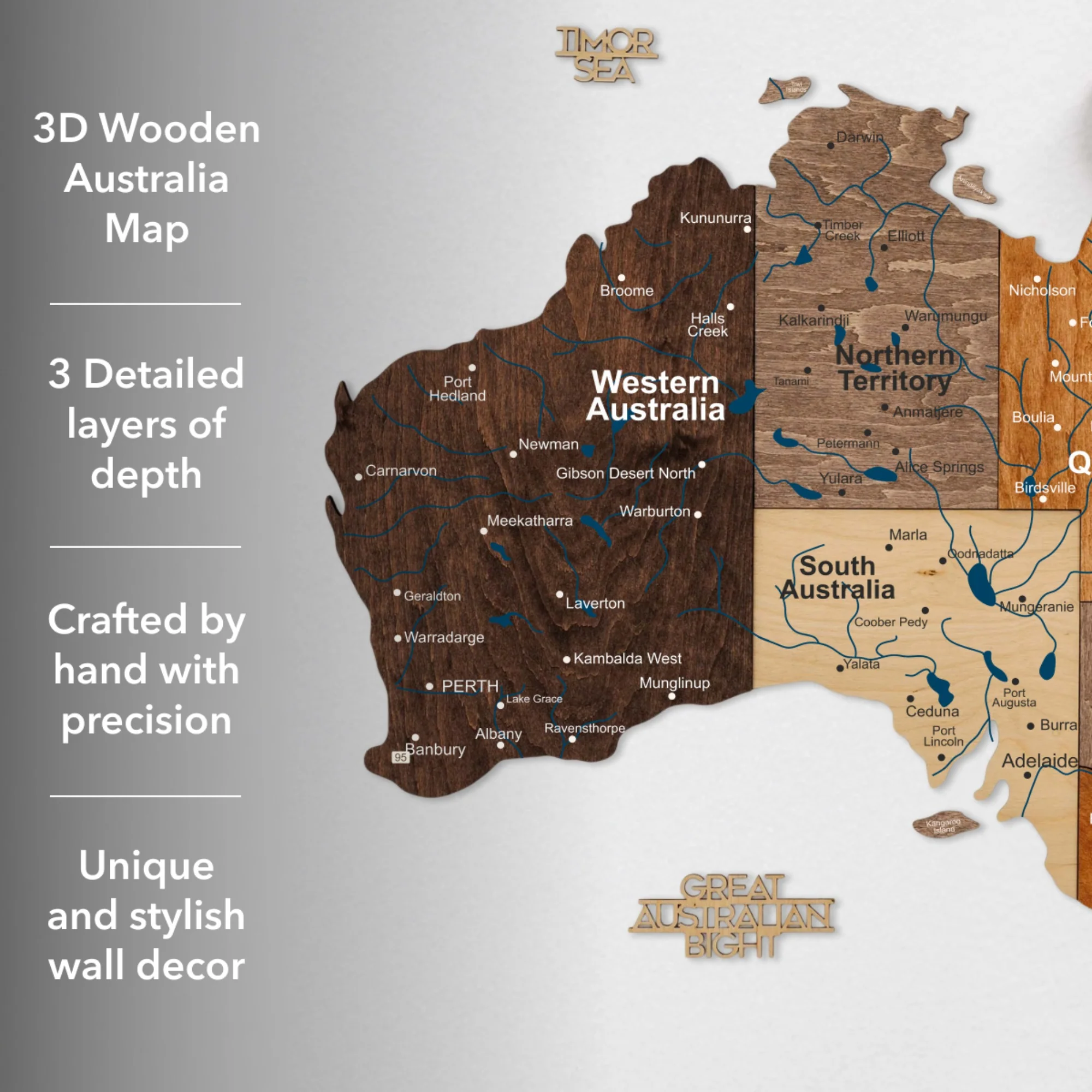 3D Wooden Map of Australia - Multicolor - Image 18